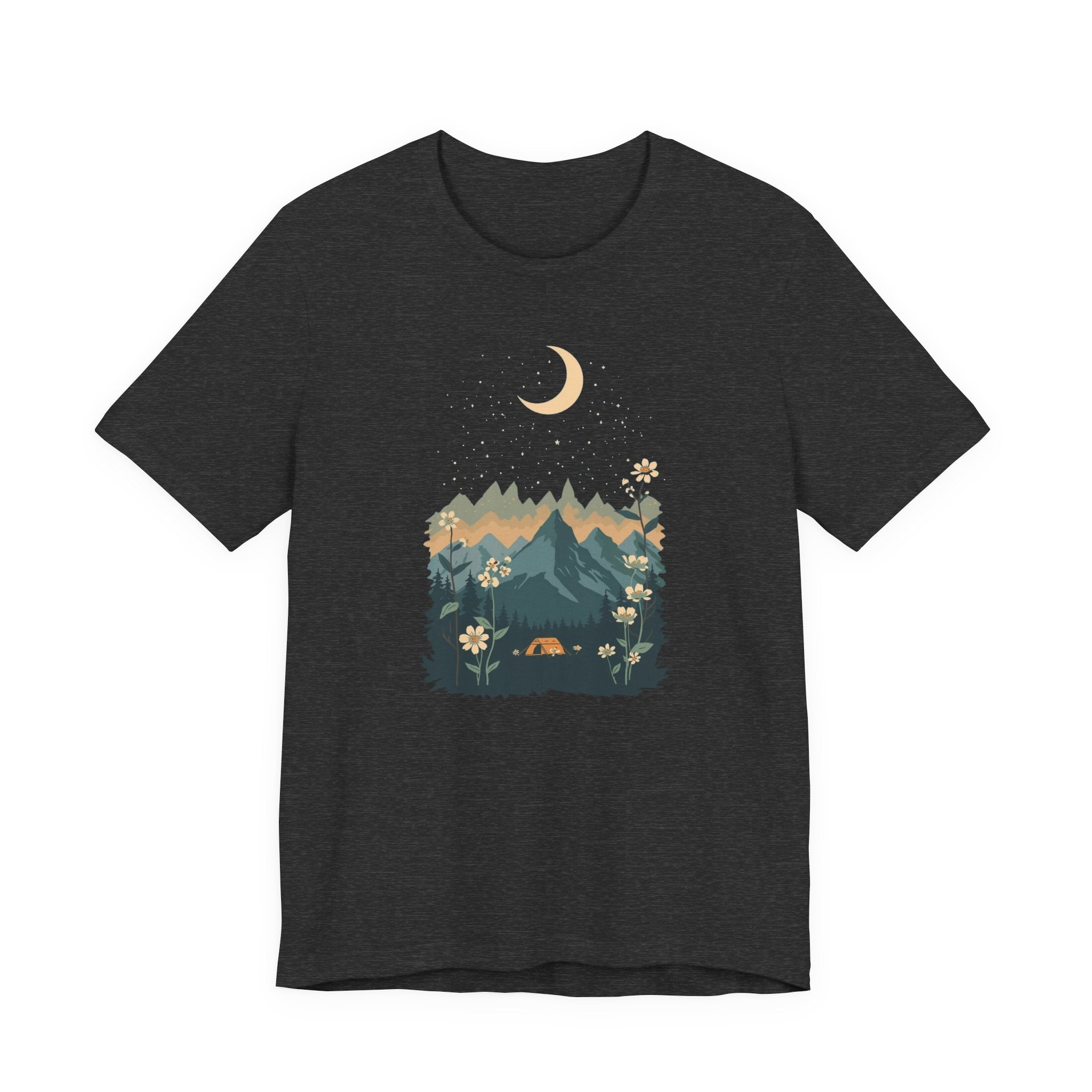 Moonlit Mountain Camping Graphic T-Shirt