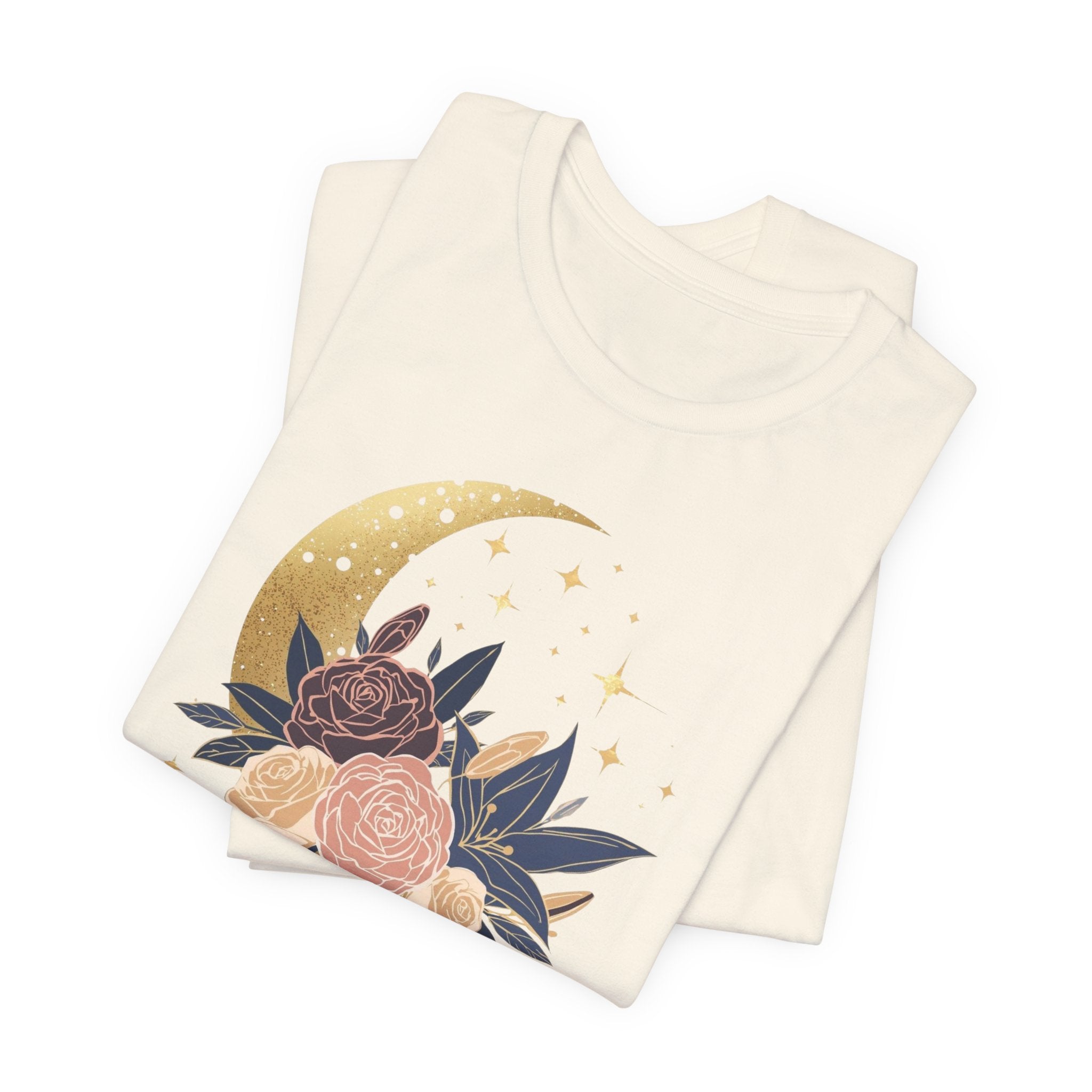 Golden Moon & Roses Celestial Graphic T-Shirt