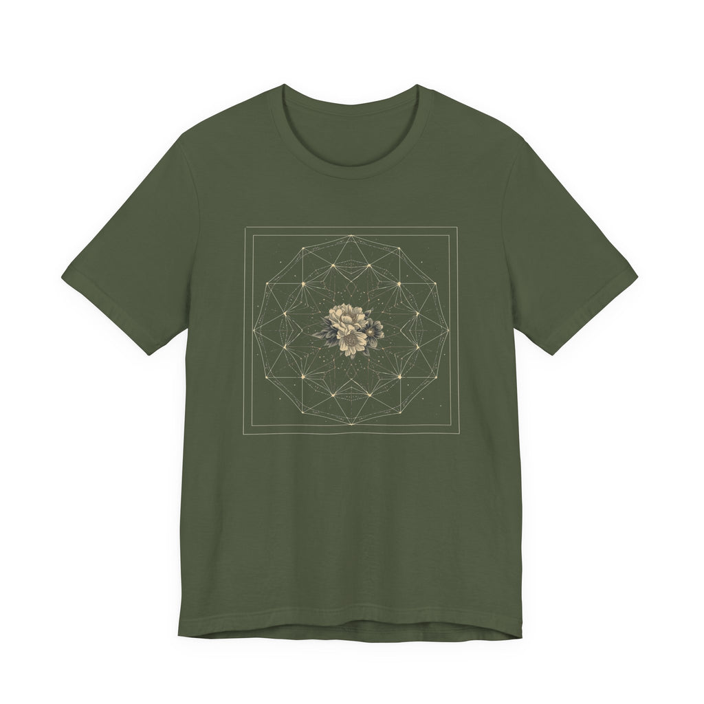 Sacred Geometry Floral Mandala Celestial Graphic T-Shirt