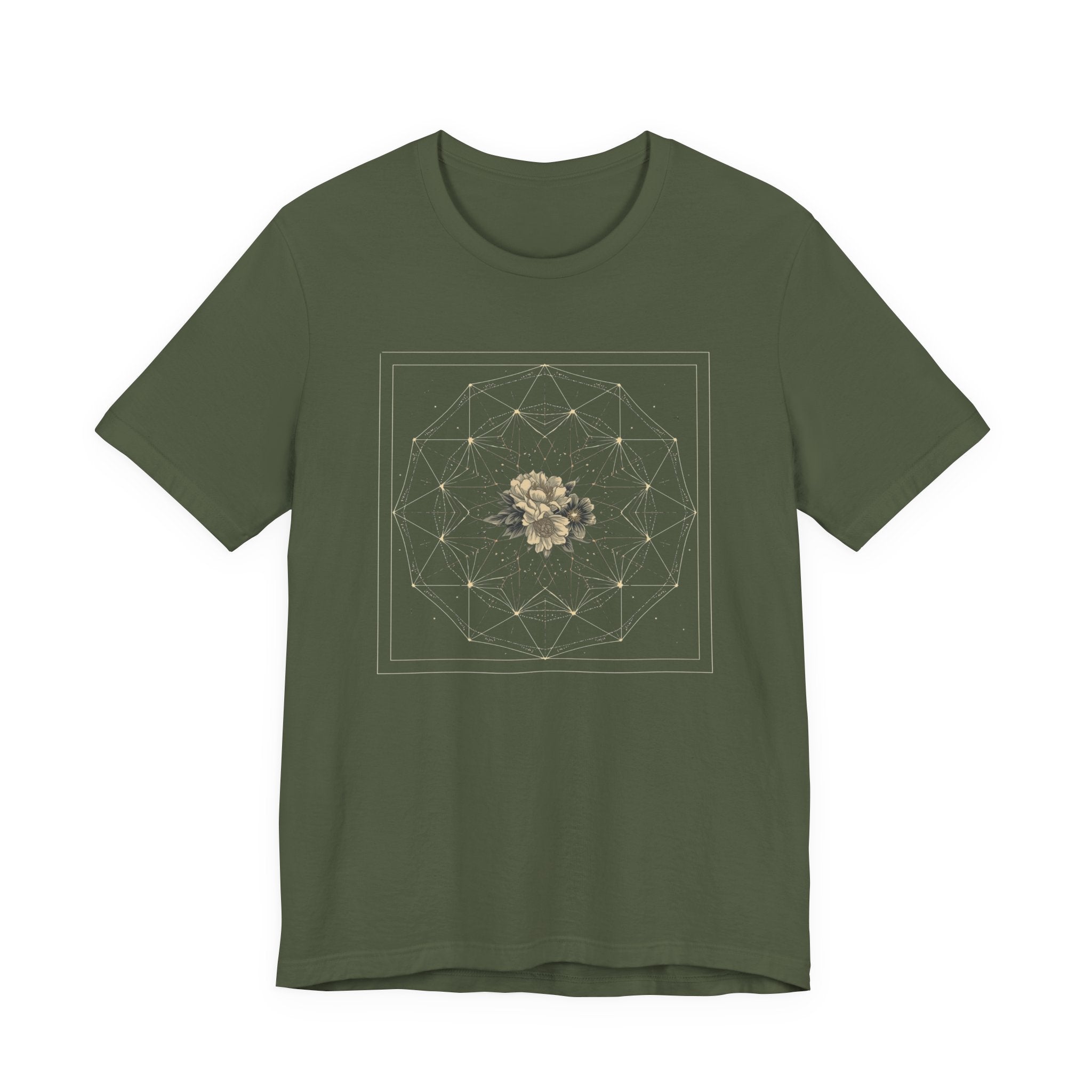Sacred Geometry Floral Mandala Celestial Graphic T-Shirt