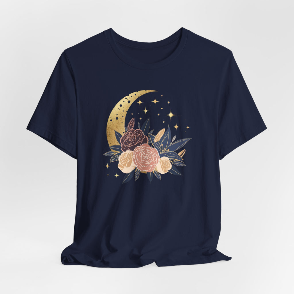 Golden Moon & Roses Celestial Graphic T-Shirt