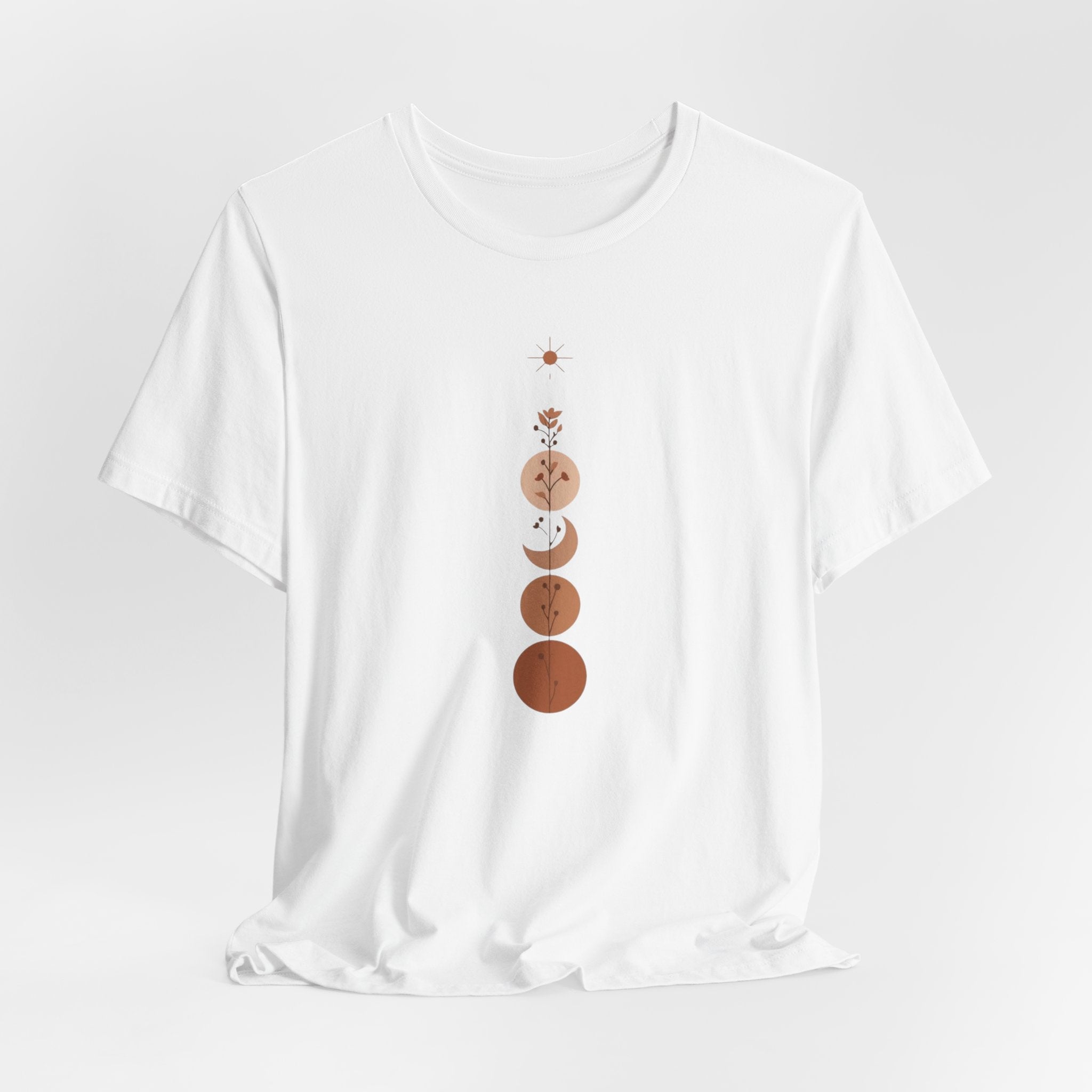 Warm Scandinavian Crescent Moon and Flowers T-Shirt