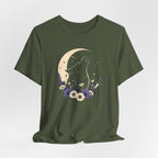 Moonlit Wolf Wildflower Graphic T-Shirt