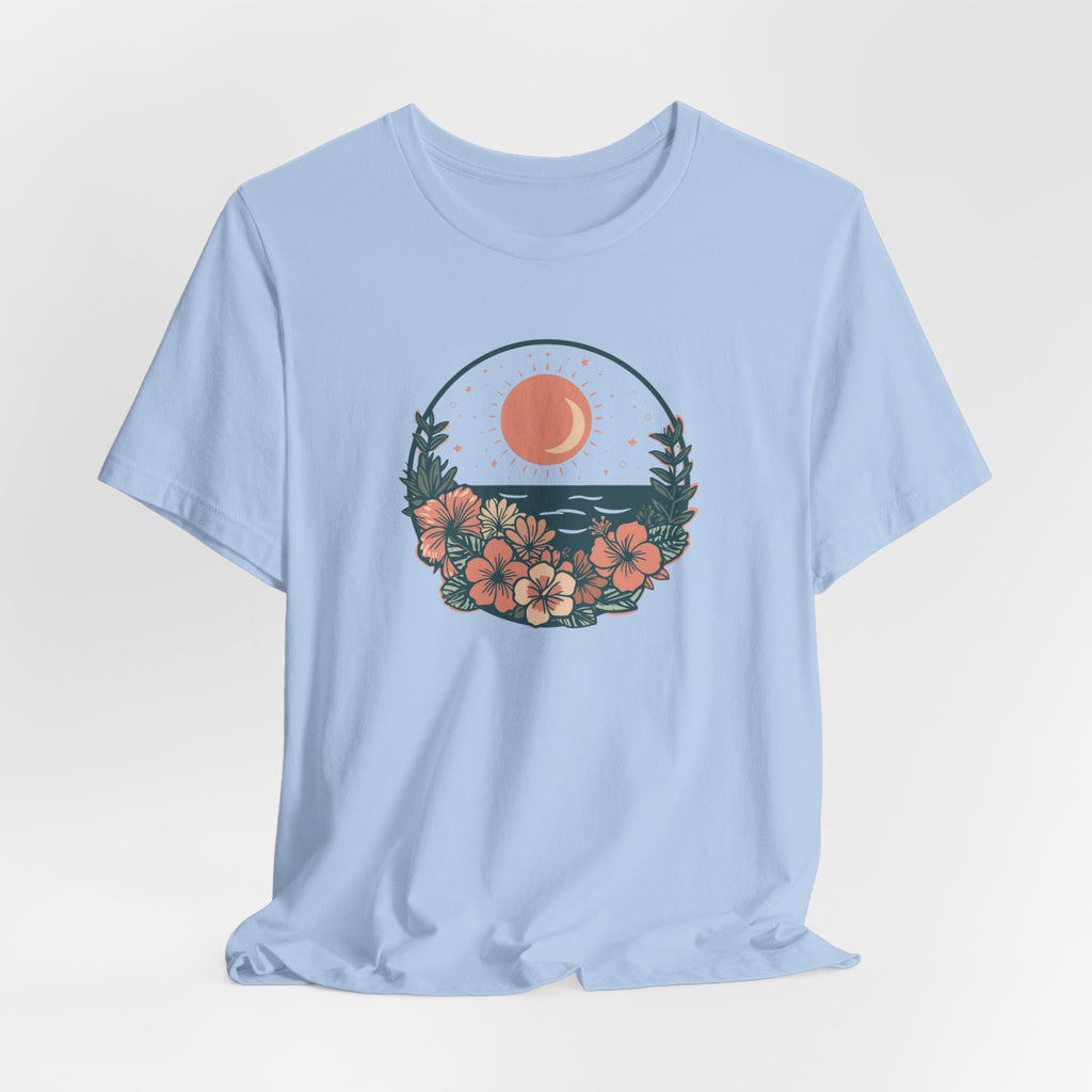 Sunset Ocean Moon Floral T-Shirt