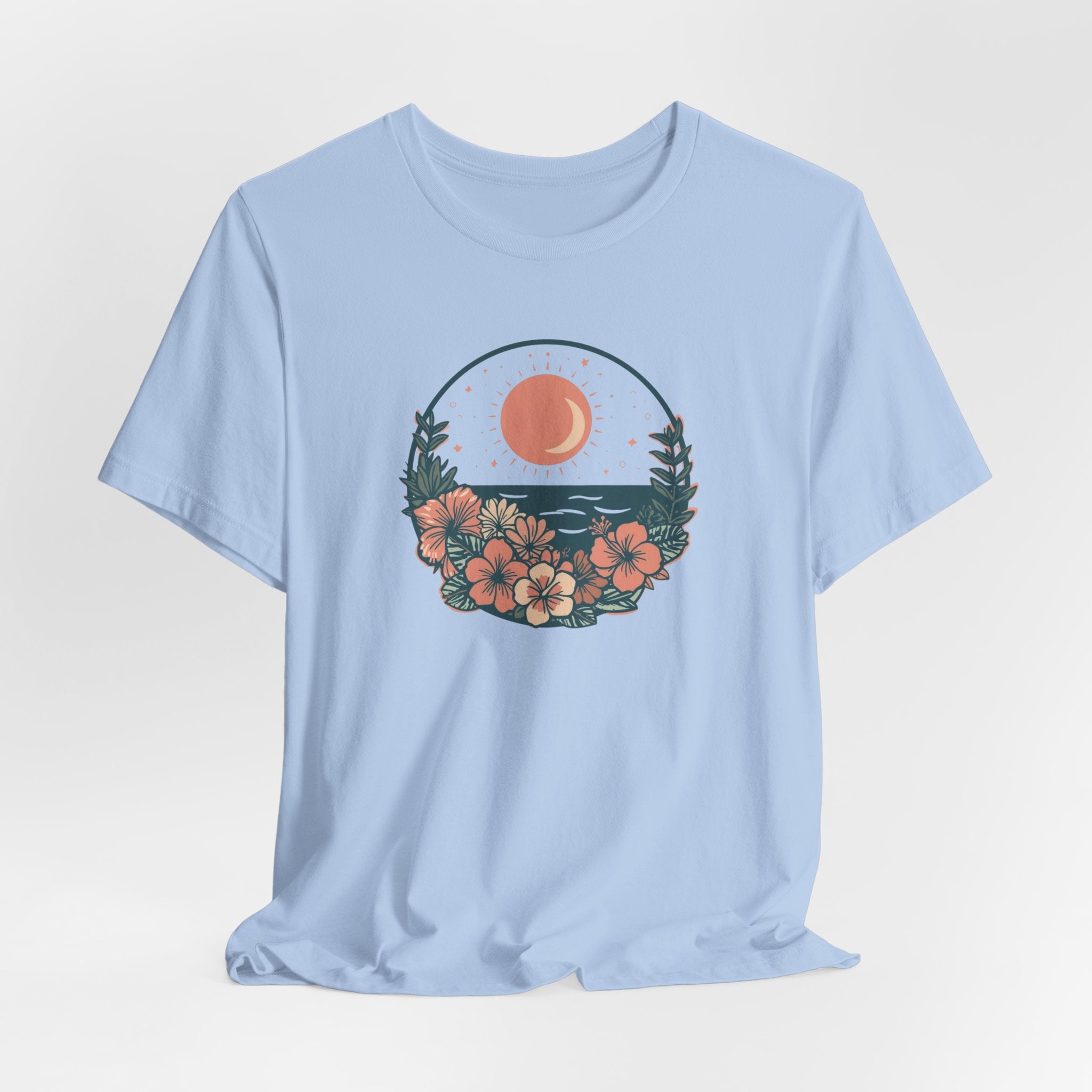 Sunset Ocean Moon Floral T-Shirt