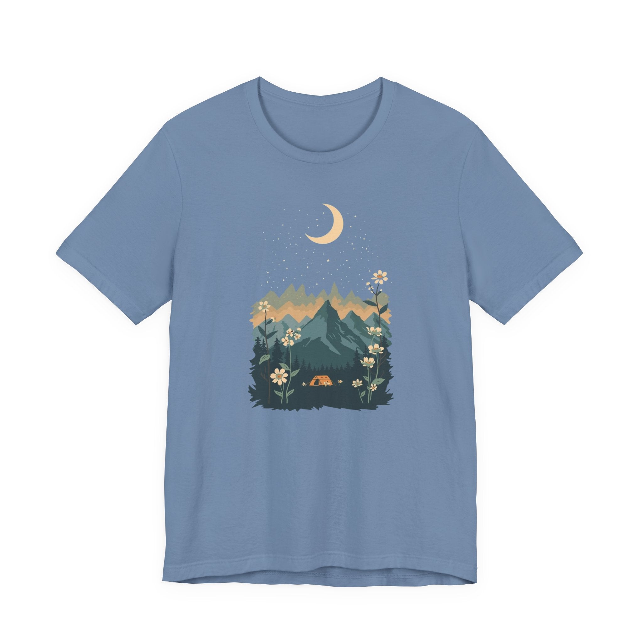 Moonlit Mountain Camping Graphic T-Shirt