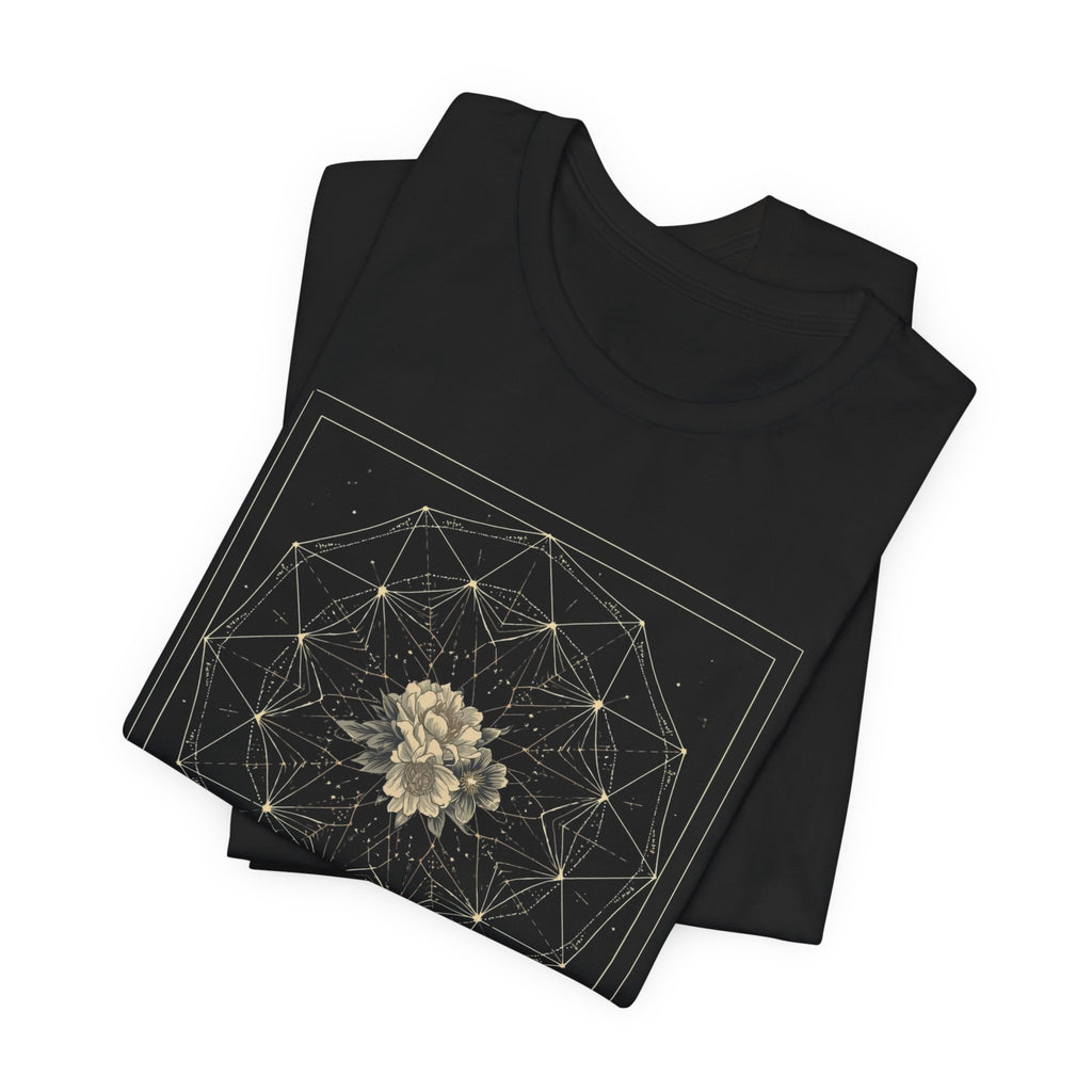Sacred Geometry Floral Mandala Celestial Graphic T-Shirt