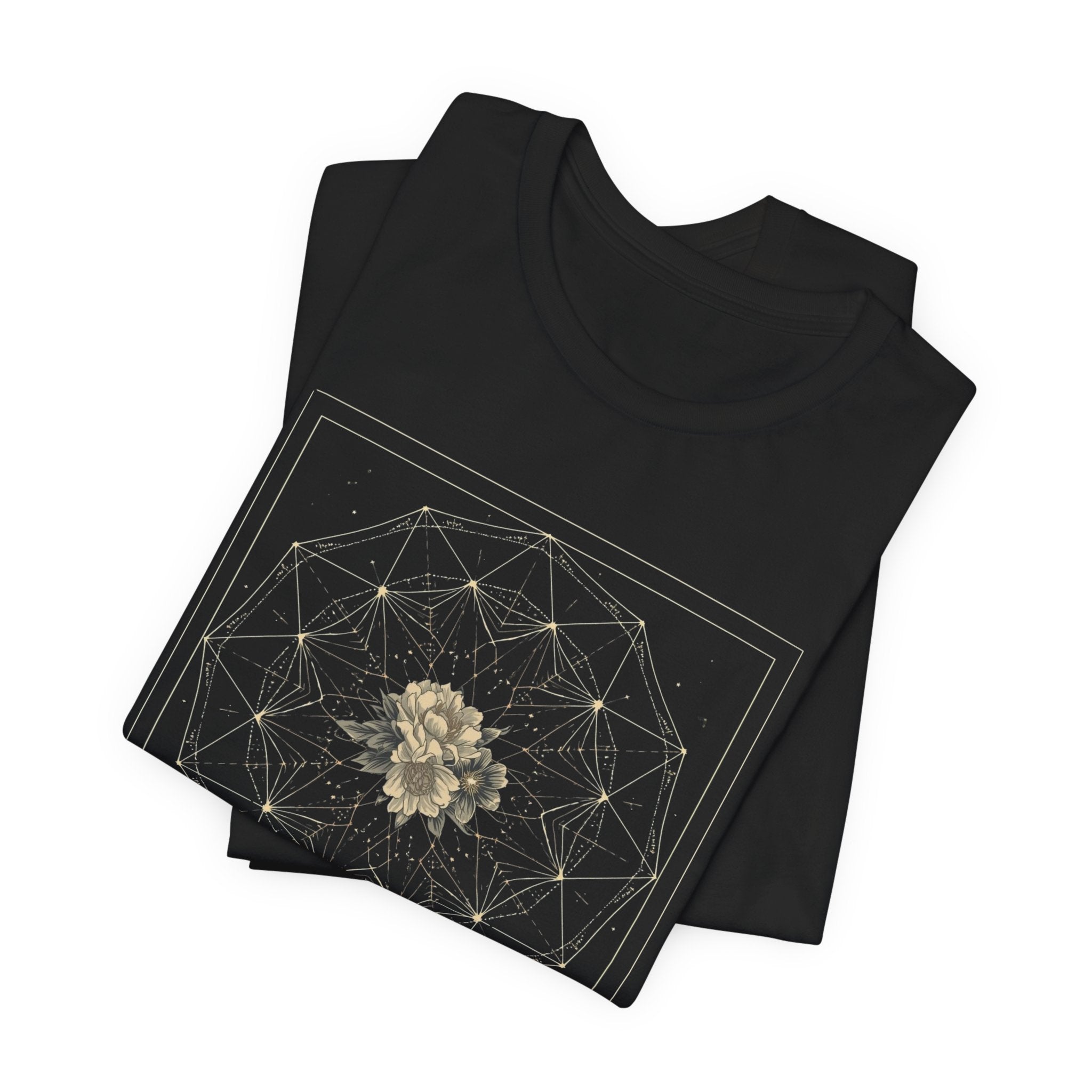 Sacred Geometry Floral Mandala Celestial Graphic T-Shirt