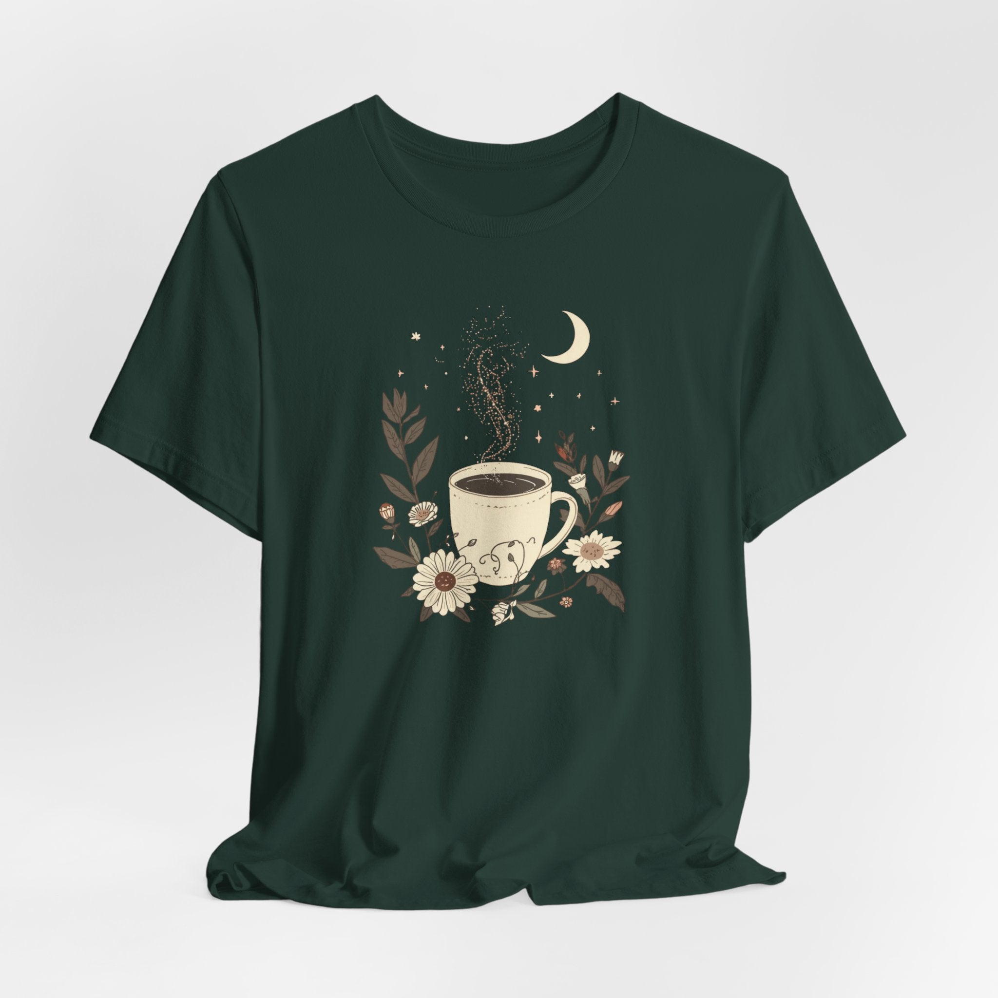 Moonlit Coffee & Wildflower Graphic T-Shirt