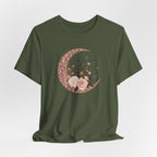 Rose Gold Celestial Moon Floral Graphic T-Shirt