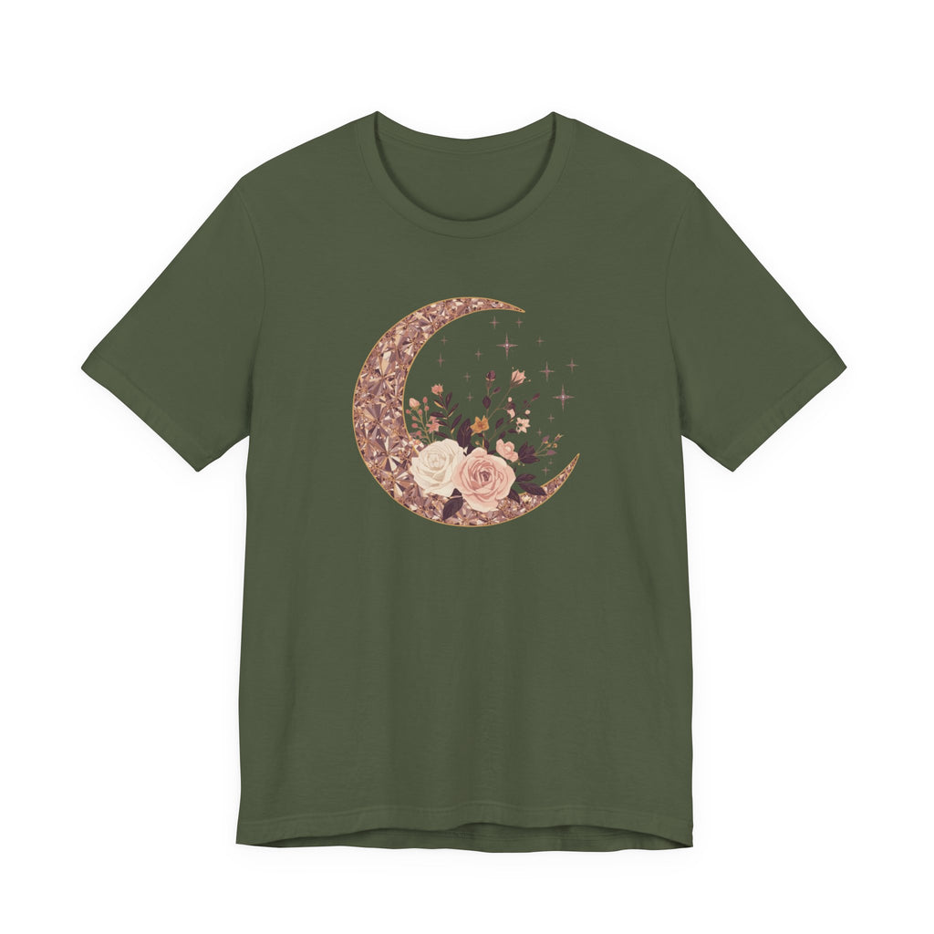 Rose Gold Celestial Moon Floral Graphic T-Shirt