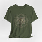 Celestial Compass Rose Floral Mandala Graphic T-Shirt