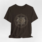 Celestial Compass Rose Floral Mandala Graphic T-Shirt