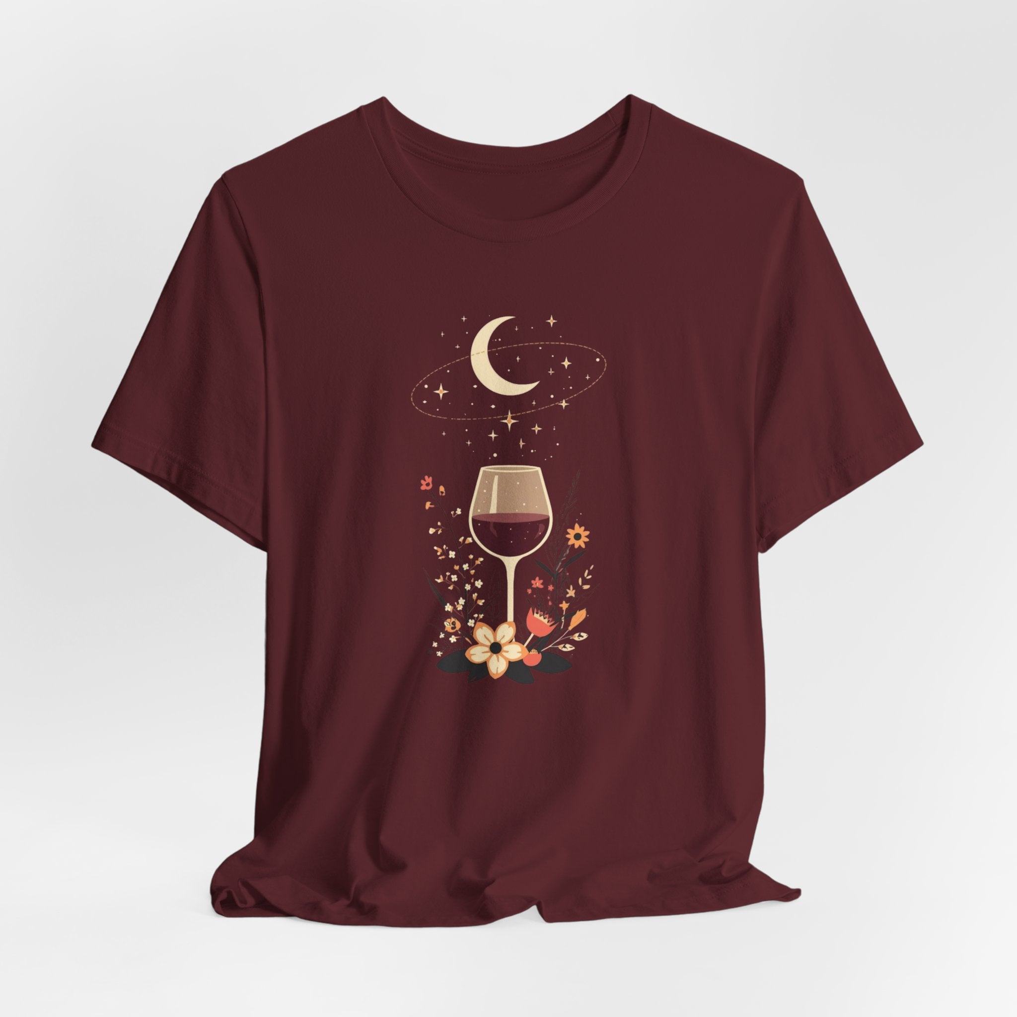 Celestial Wine & Wildflowers Graphic T-Shirt