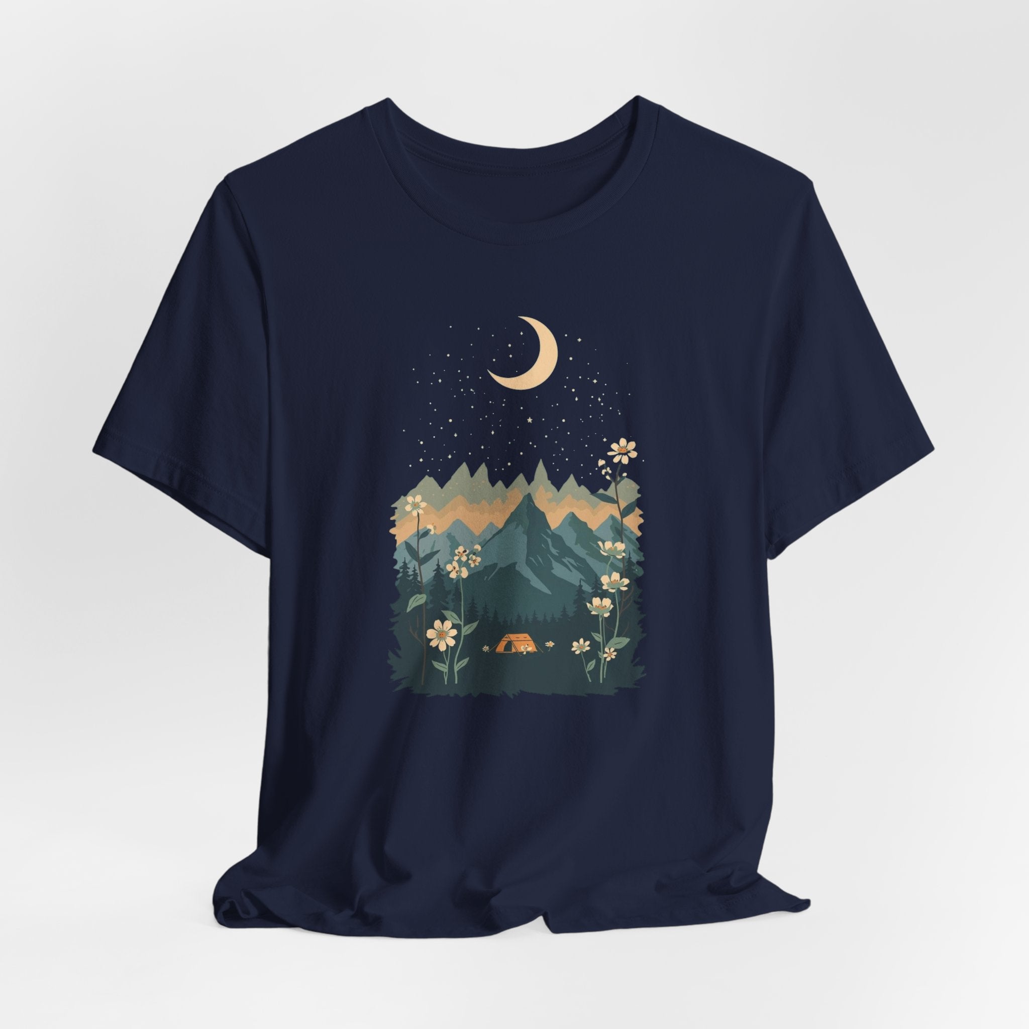 Moonlit Mountain Camping Graphic T-Shirt