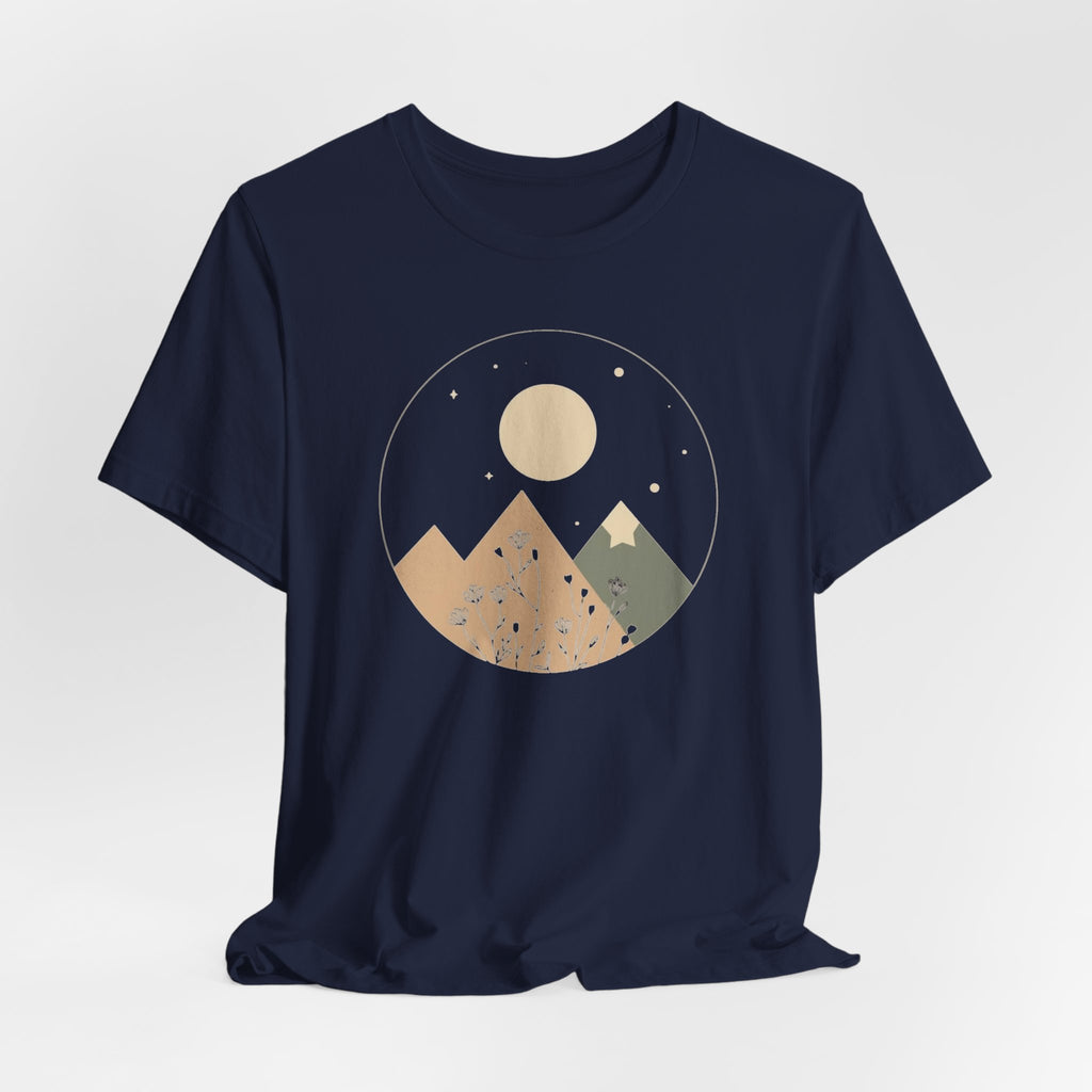 Moonlit Mountain and Flowers T-Shirt