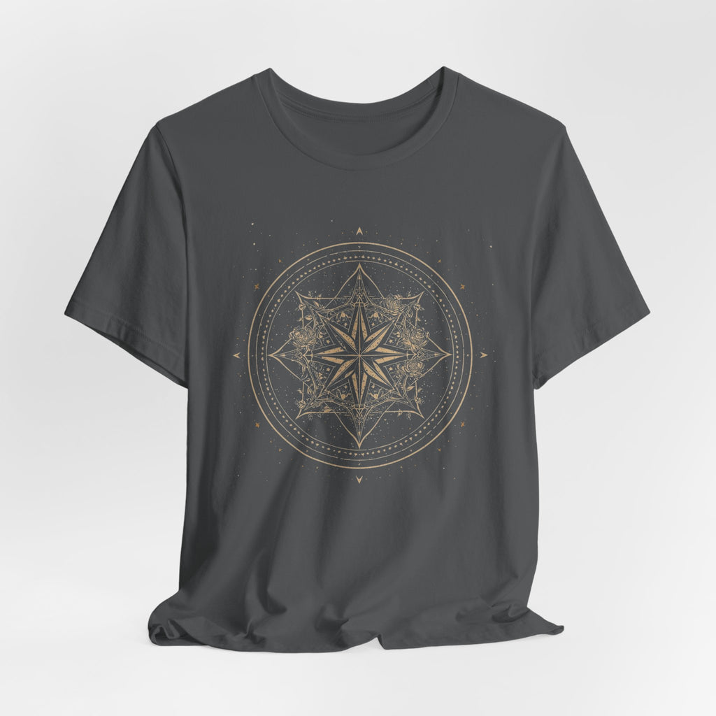 Celestial Compass Rose Floral Mandala Graphic T-Shirt
