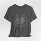 Celestial Compass Rose Floral Mandala Graphic T-Shirt