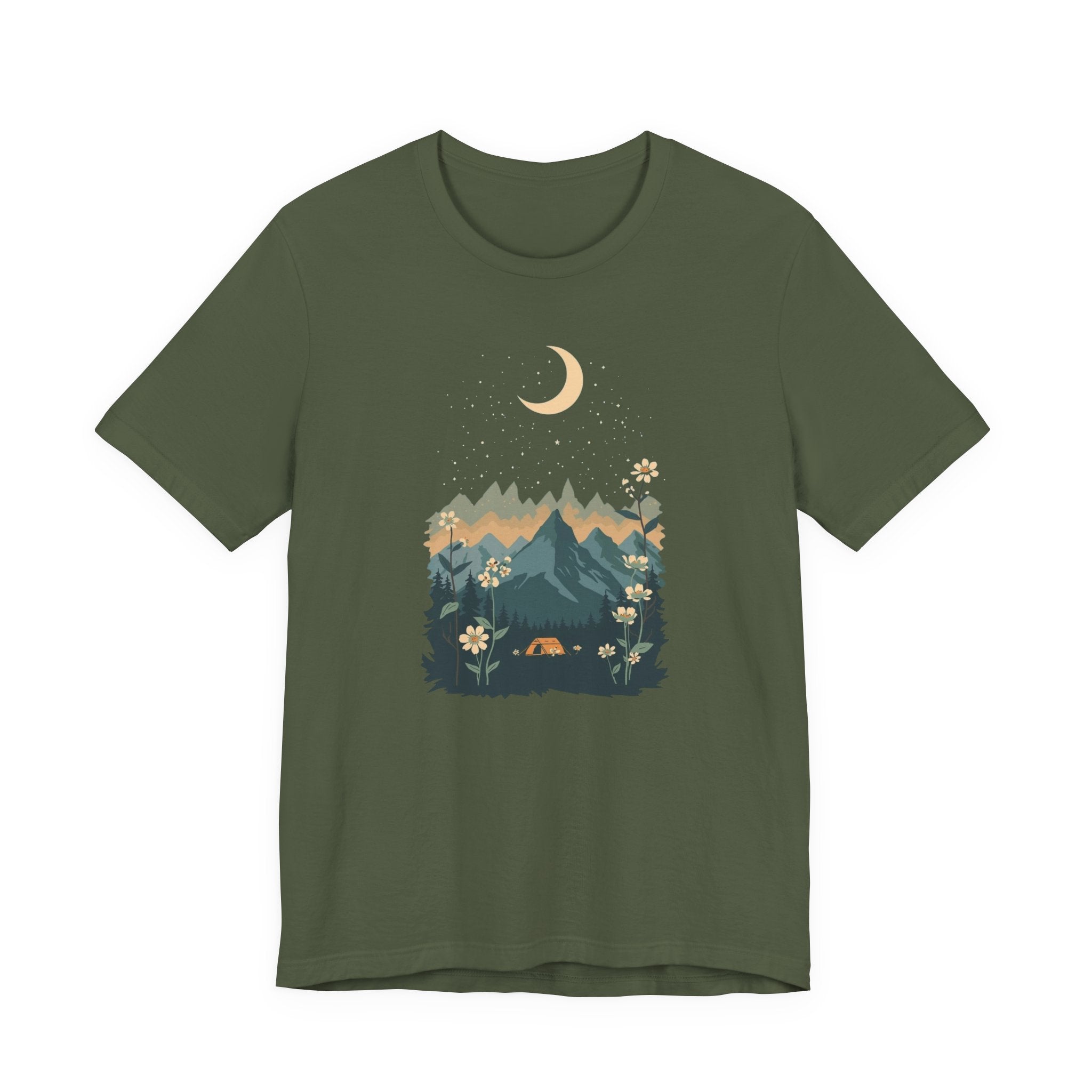 Moonlit Mountain Camping Graphic T-Shirt