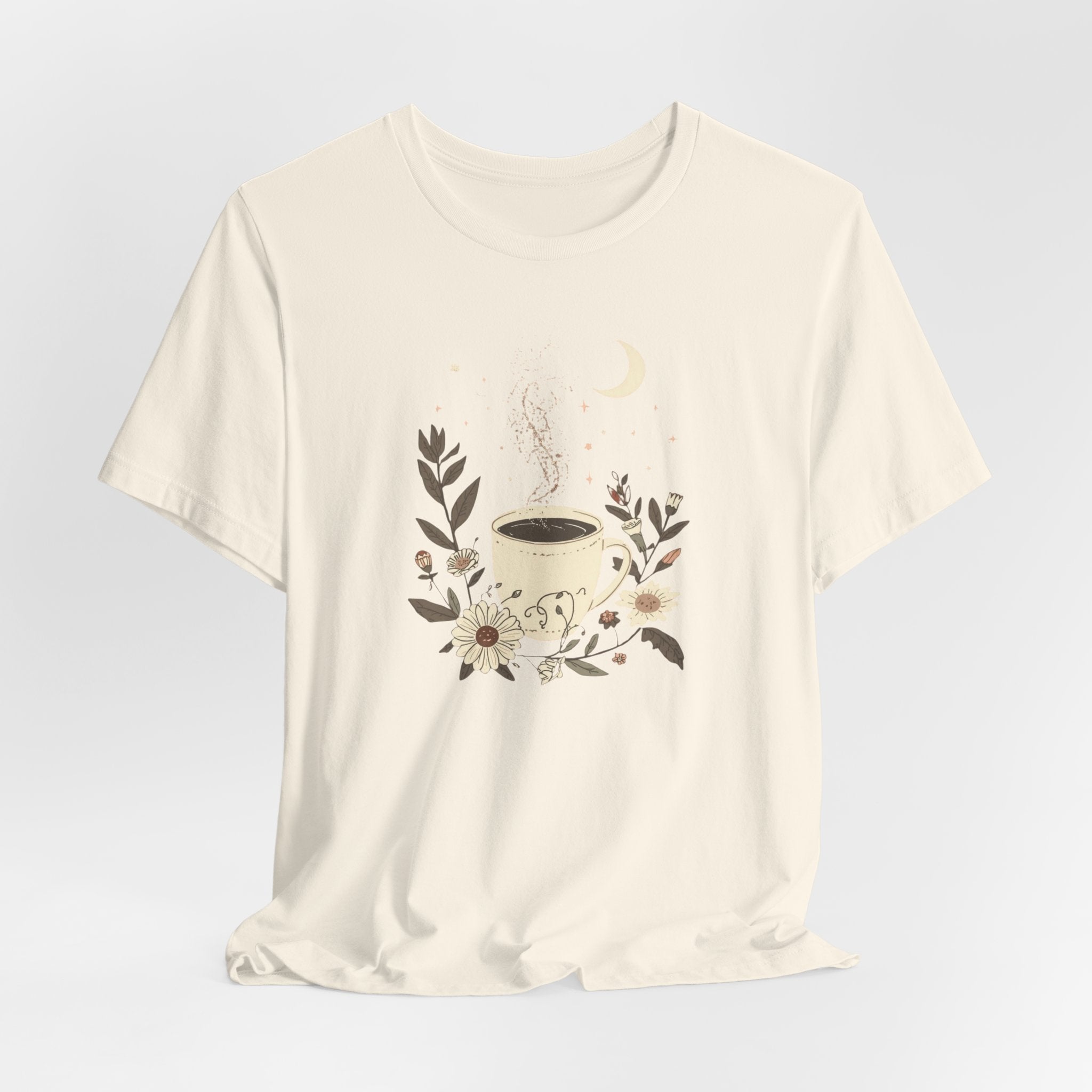 Moonlit Coffee & Wildflower Graphic T-Shirt