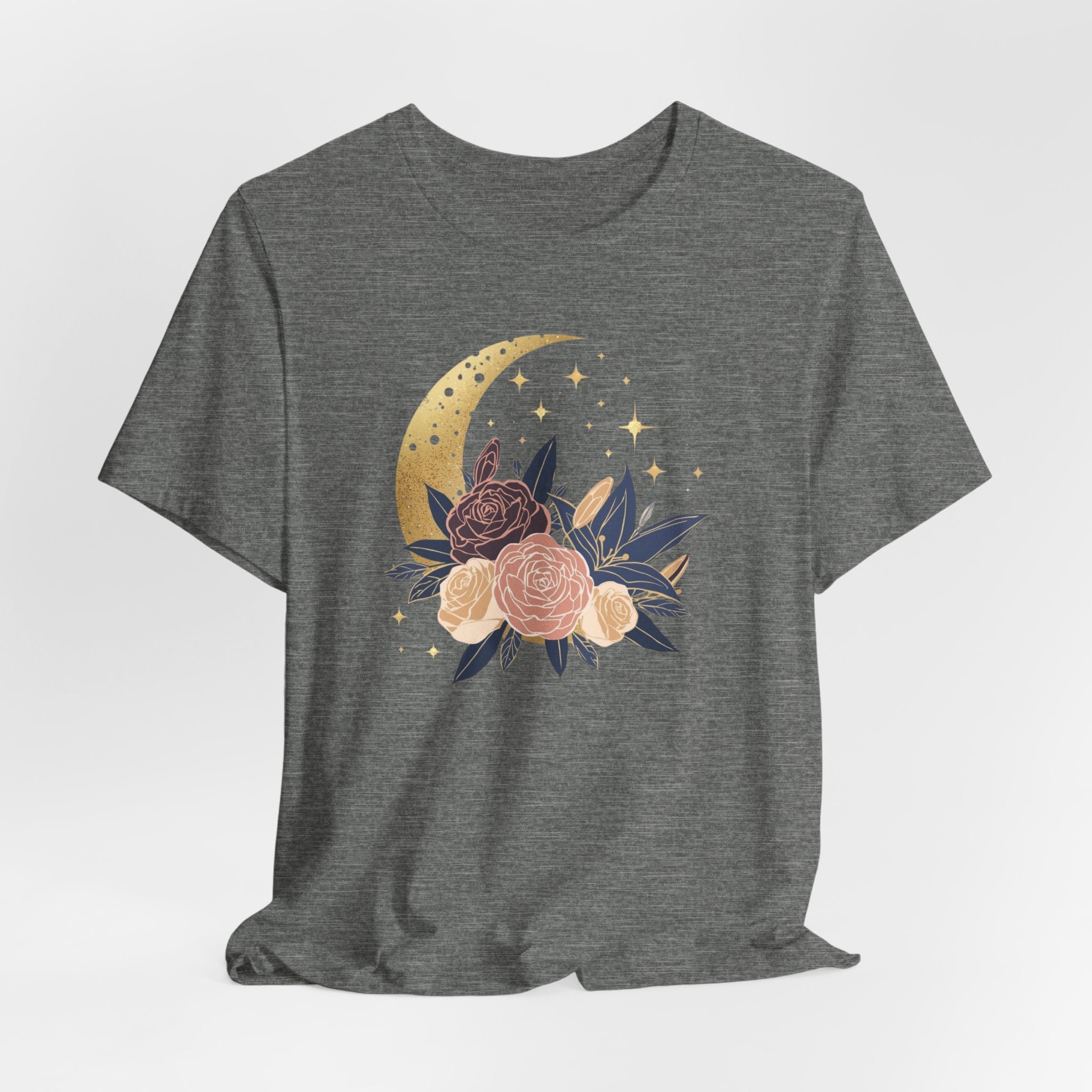Golden Moon & Roses Celestial Graphic T-Shirt