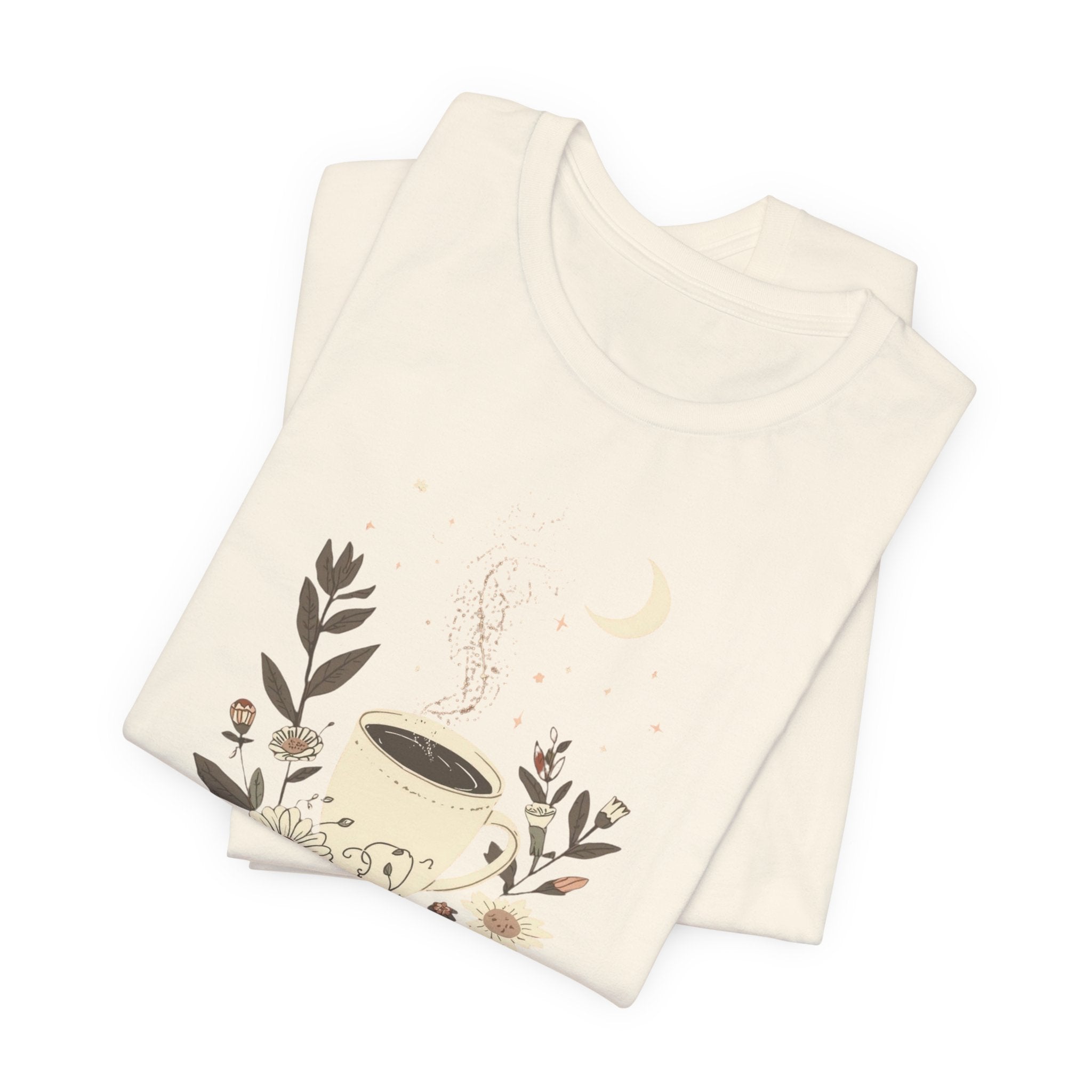 Moonlit Coffee & Wildflower Graphic T-Shirt