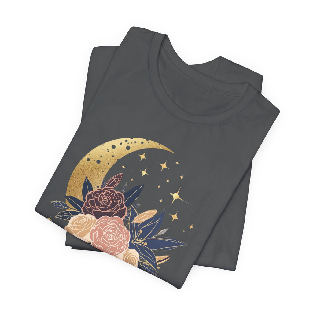 Golden Moon & Roses Celestial Graphic T-Shirt