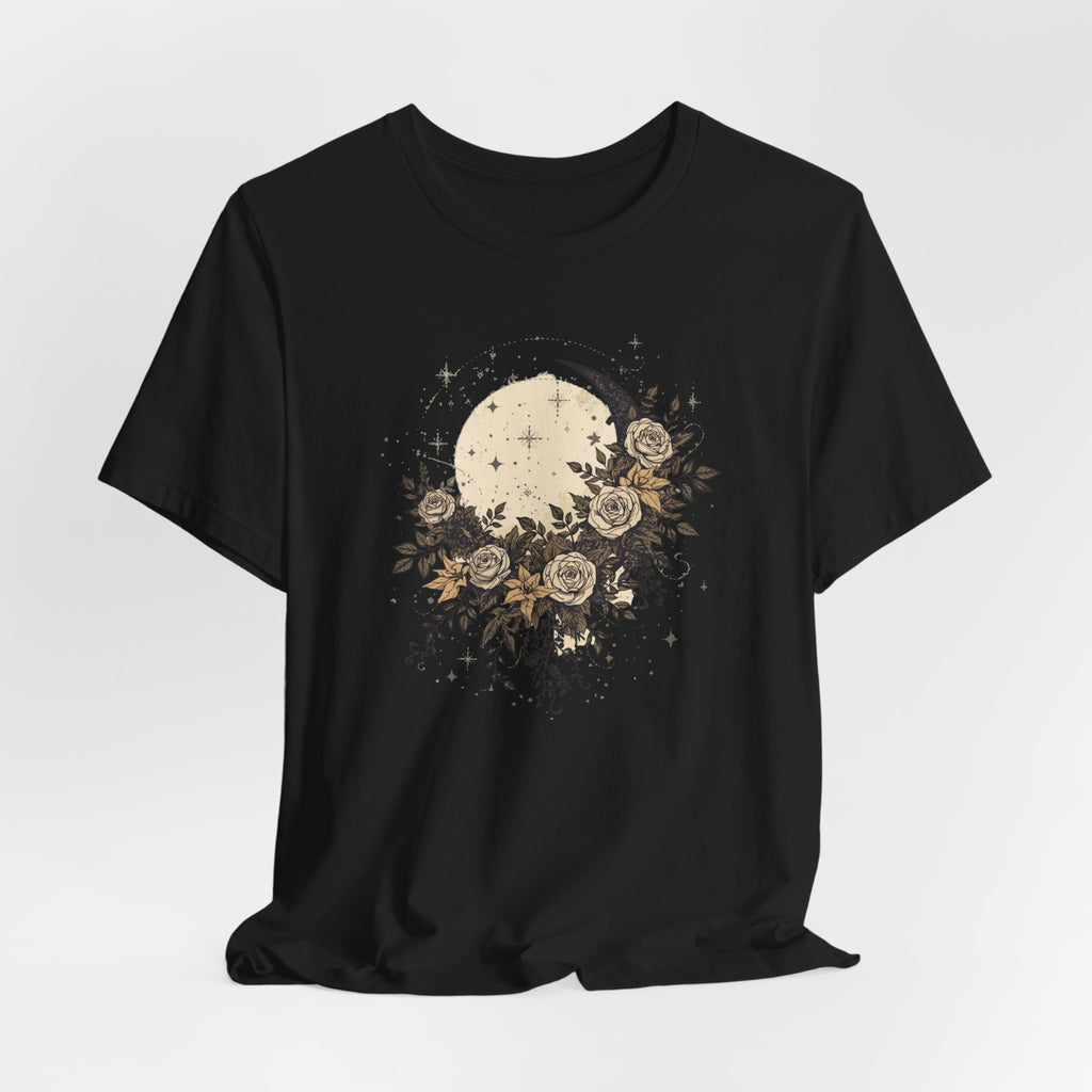 Celestial Moon & Roses Graphic T-Shirt