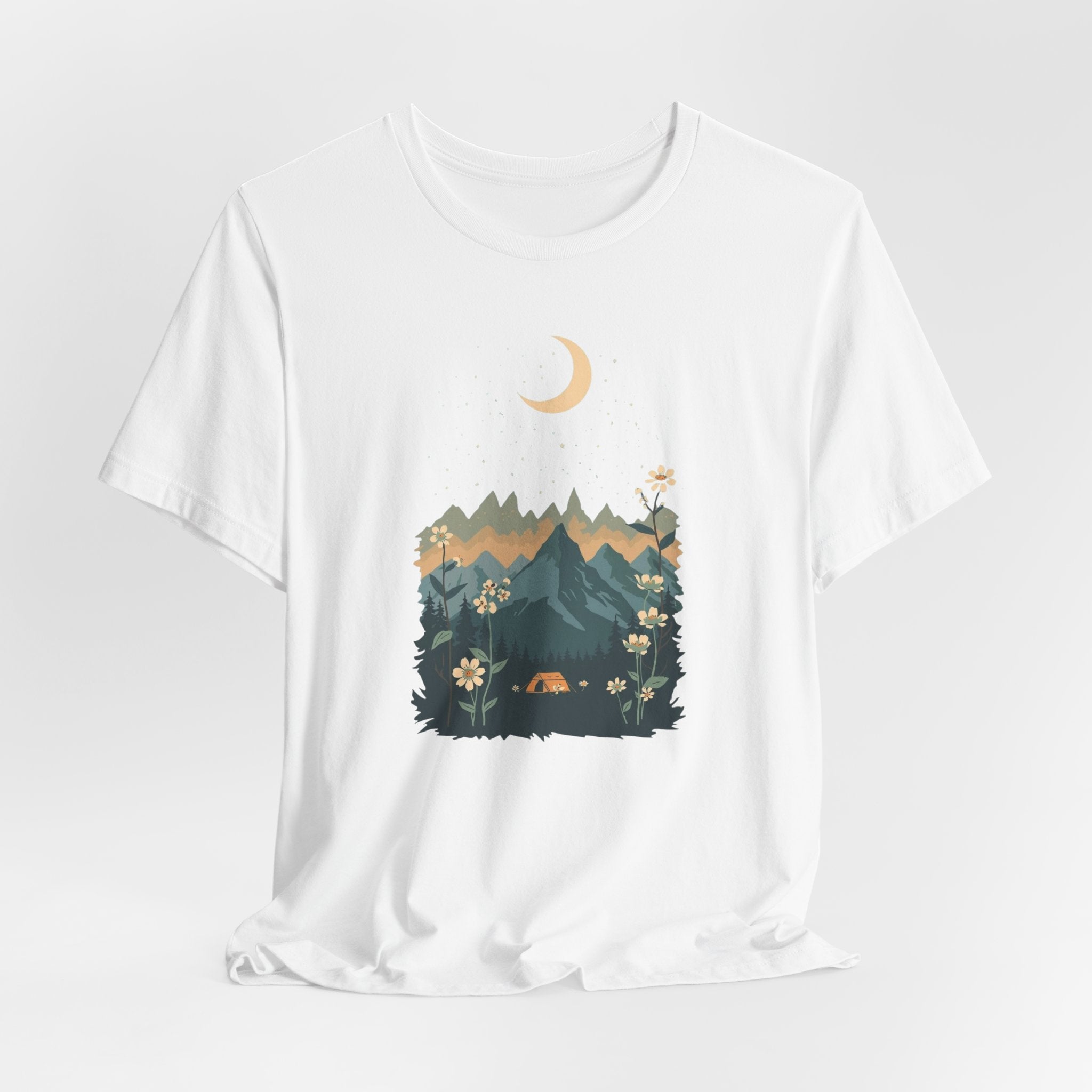 Moonlit Mountain Camping Graphic T-Shirt