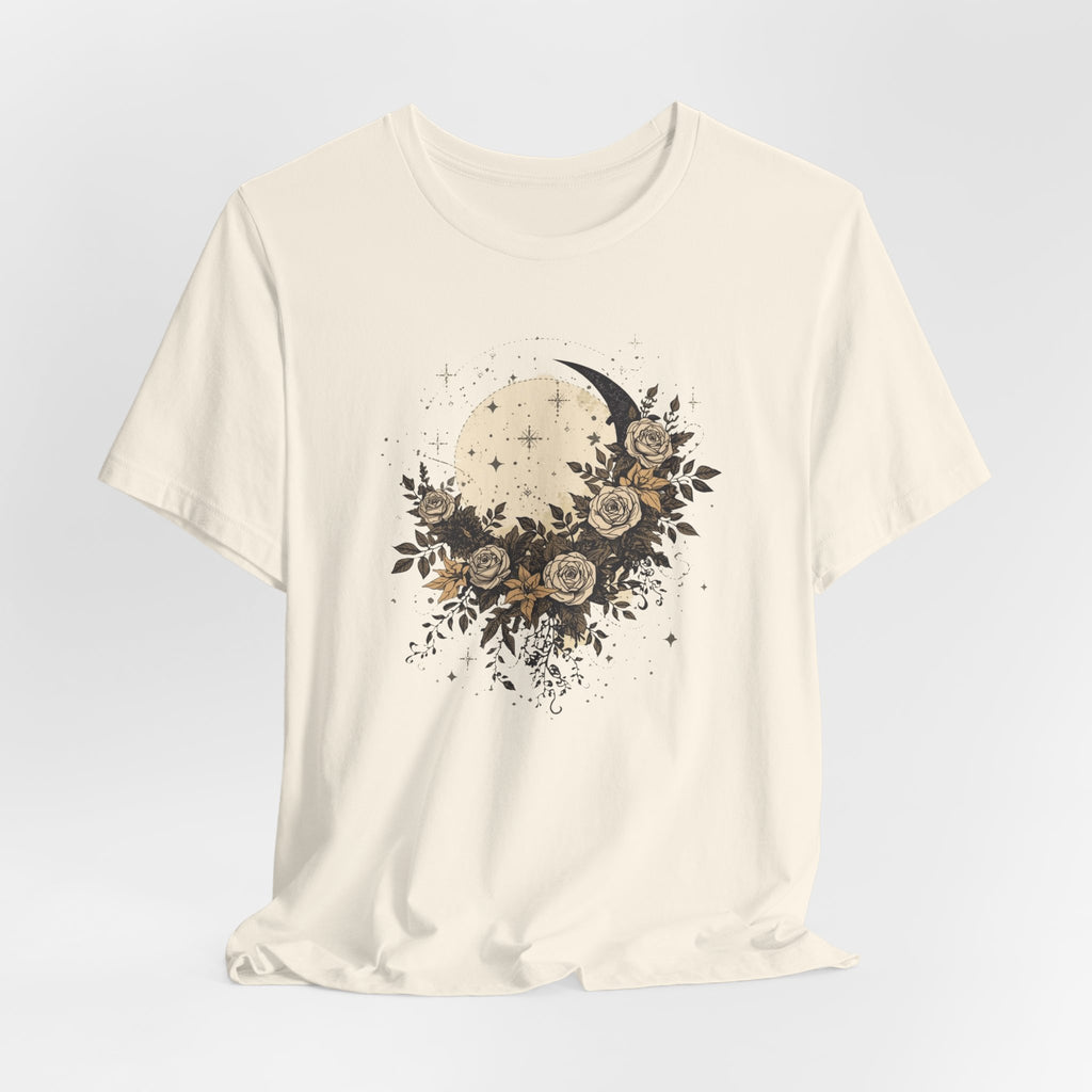 Celestial Moon & Roses Graphic T-Shirt