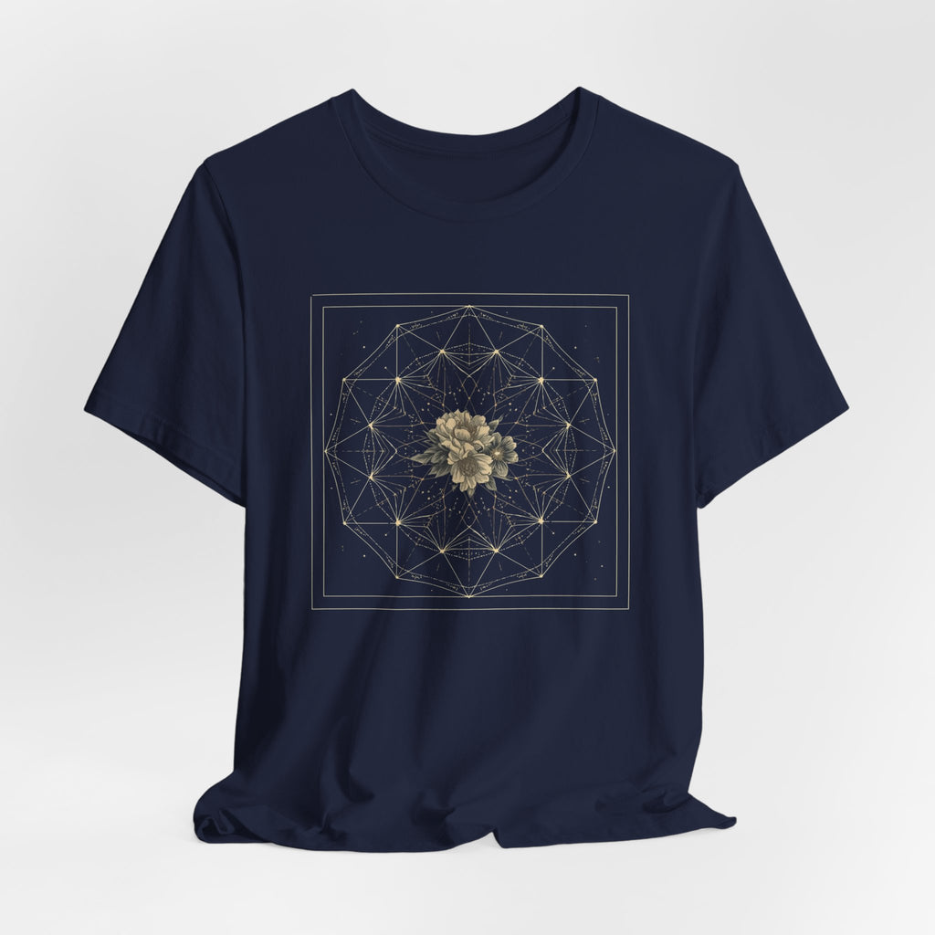 Sacred Geometry Floral Mandala Celestial Graphic T-Shirt