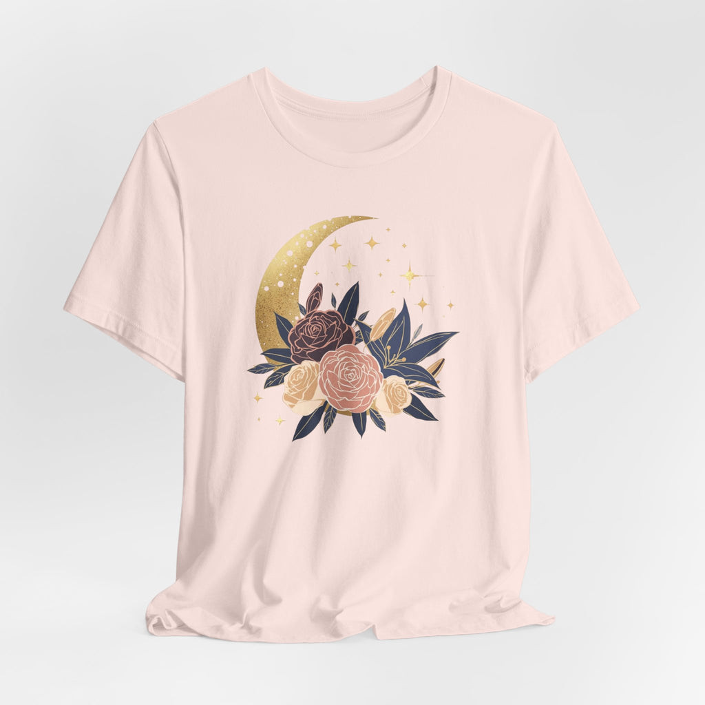 Golden Moon & Roses Celestial Graphic T-Shirt