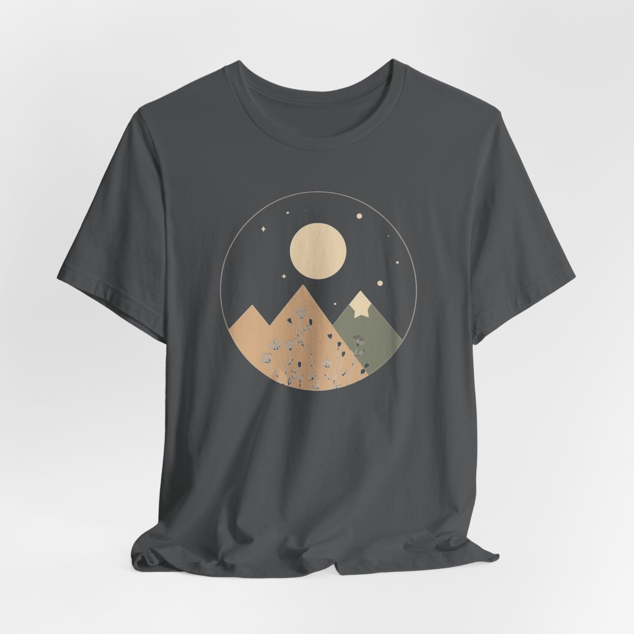 Moonlit Mountain and Flowers T-Shirt