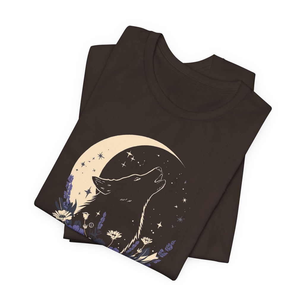 Moonlit Wolf Wildflower Graphic T-Shirt