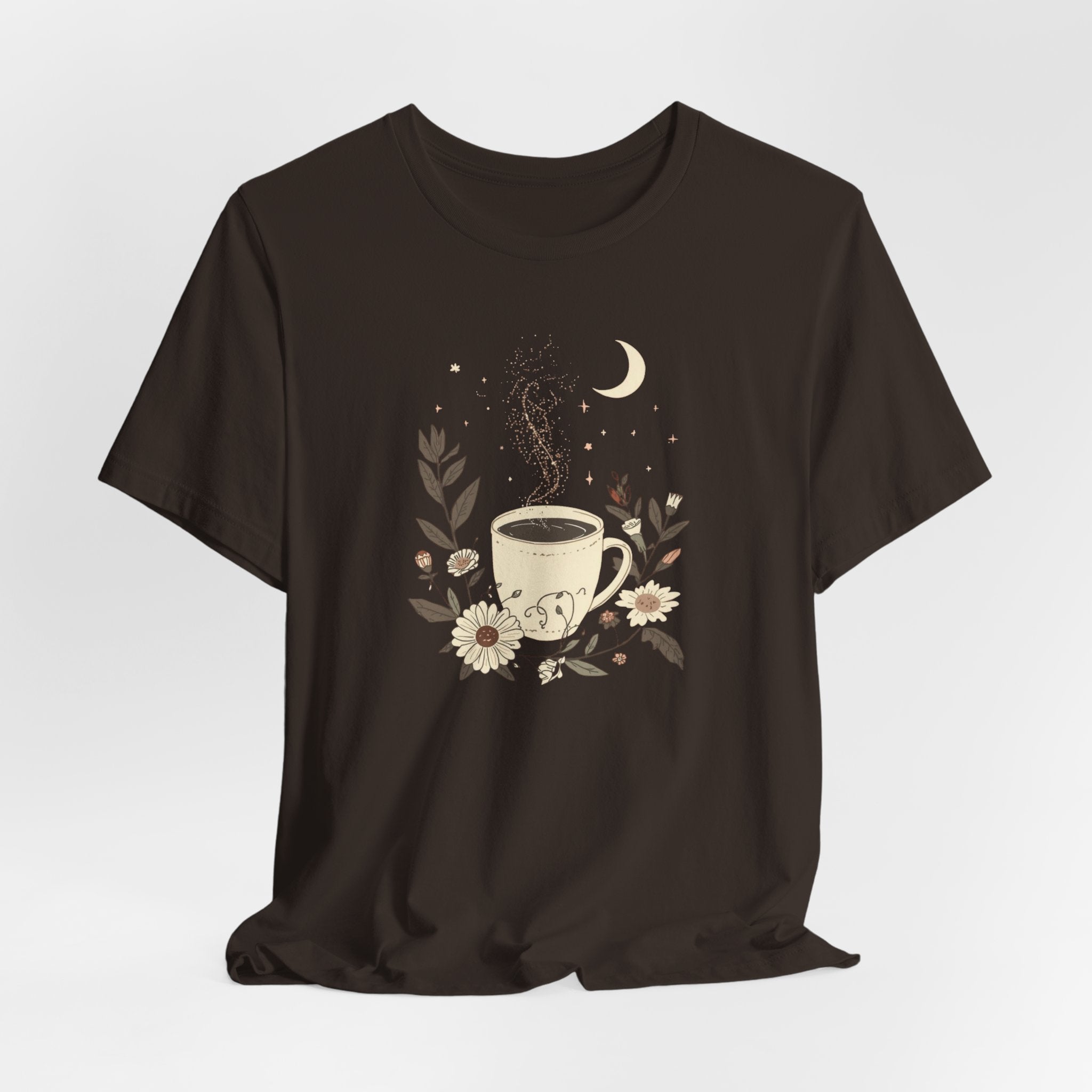 Moonlit Coffee & Wildflower Graphic T-Shirt