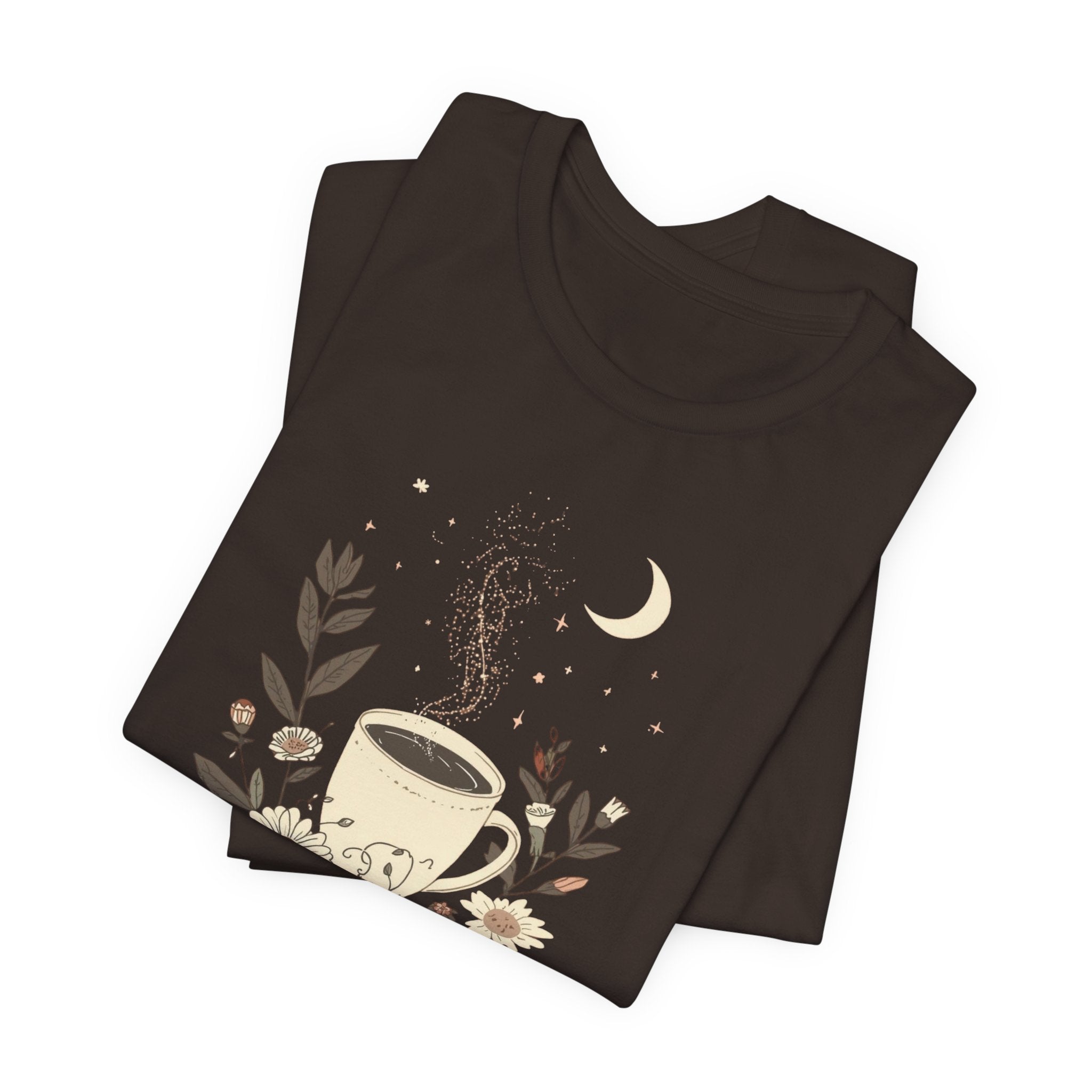 Moonlit Coffee & Wildflower Graphic T-Shirt
