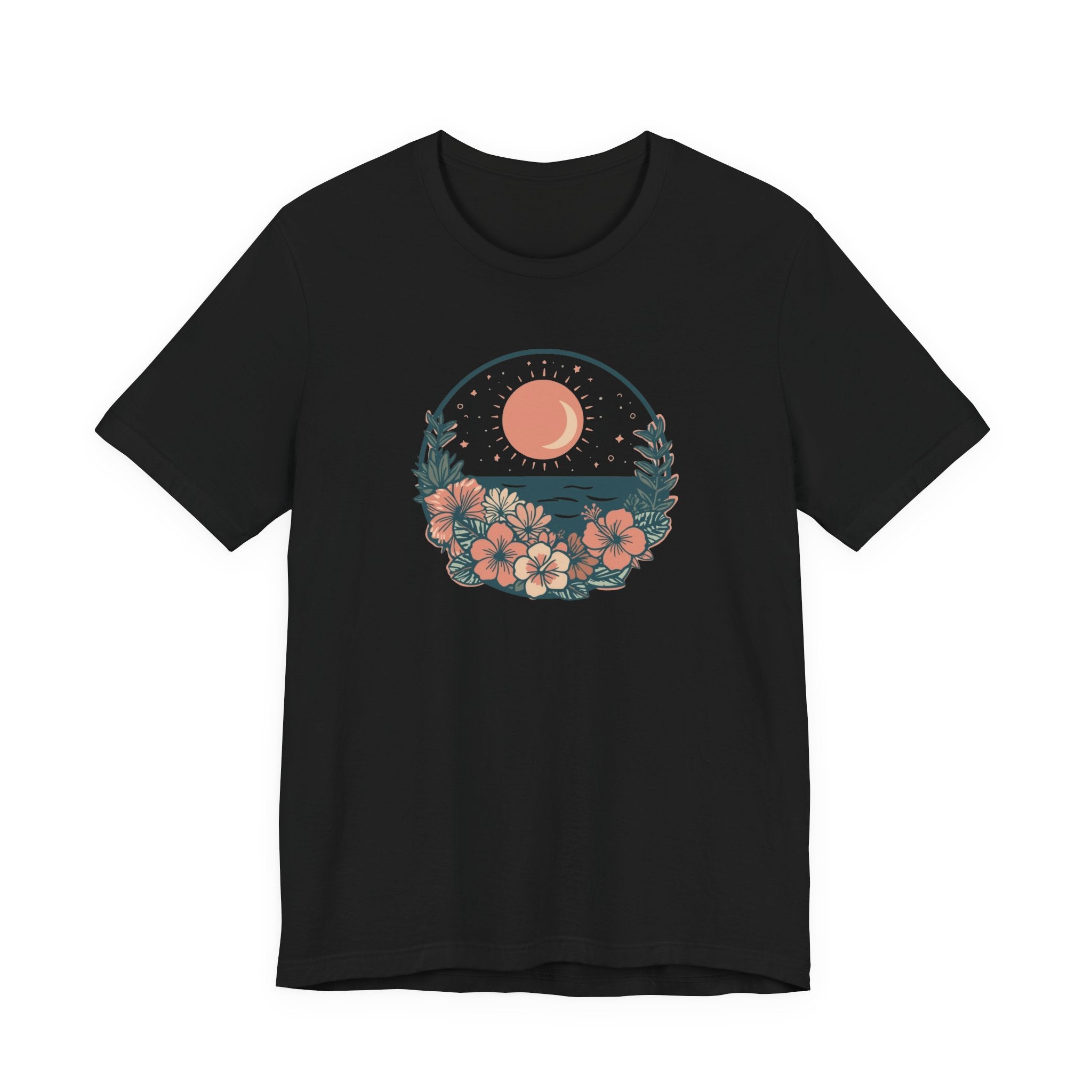 Sunset Ocean Moon Floral T-Shirt