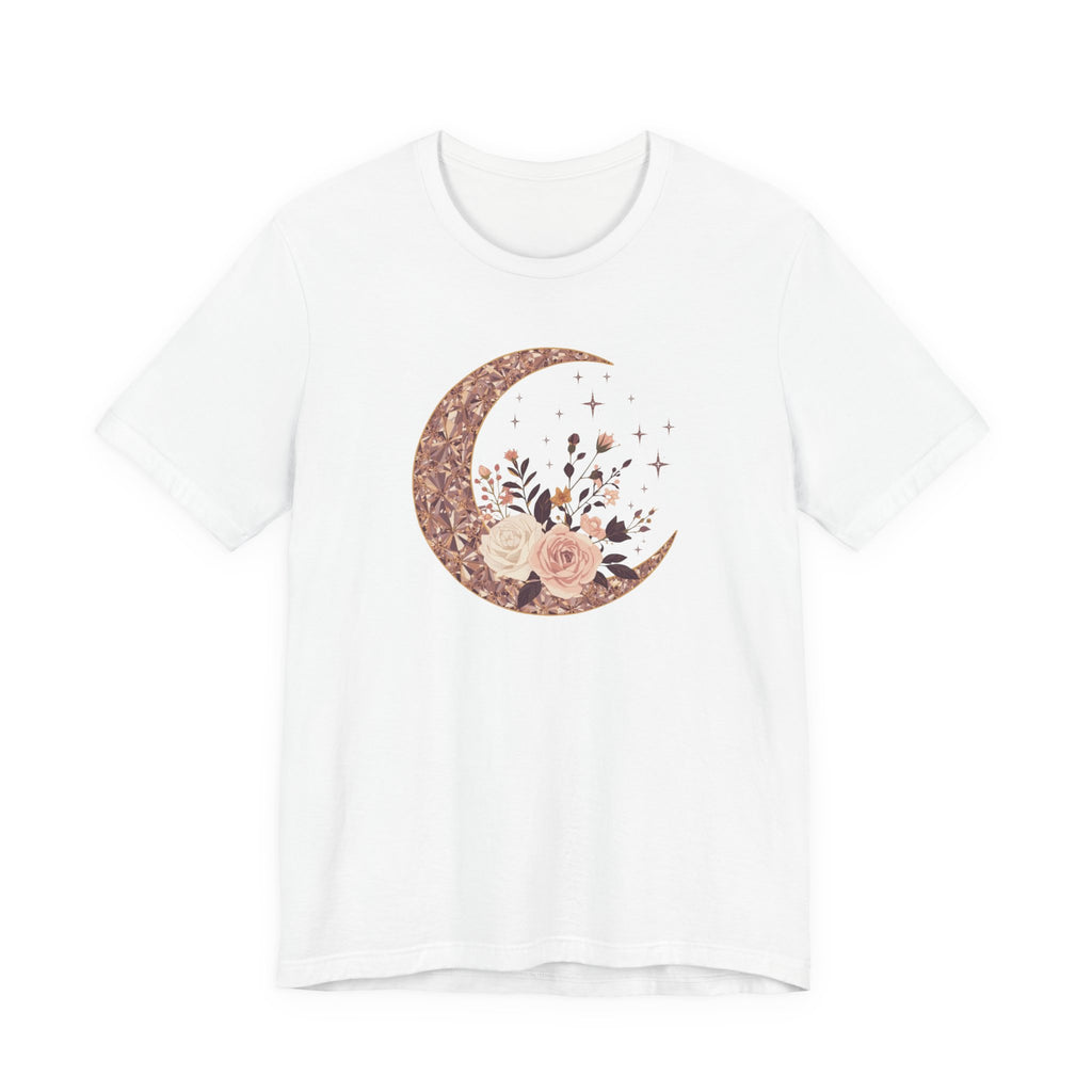 Rose Gold Celestial Moon Floral Graphic T-Shirt
