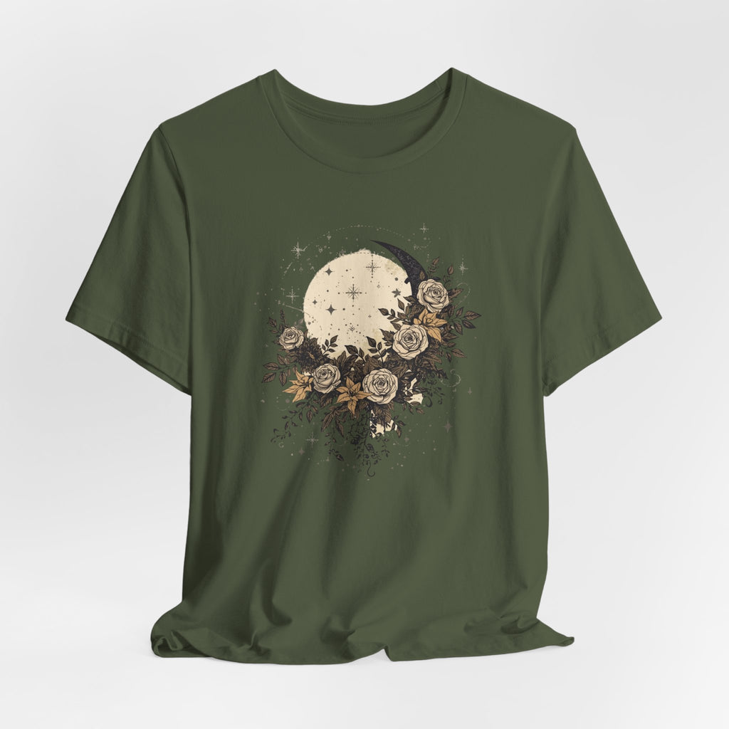 Celestial Moon & Roses Graphic T-Shirt