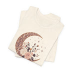 Rose Gold Celestial Moon Floral Graphic T-Shirt