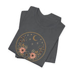 Minimal Celestial Floral Moon Graphic Tee