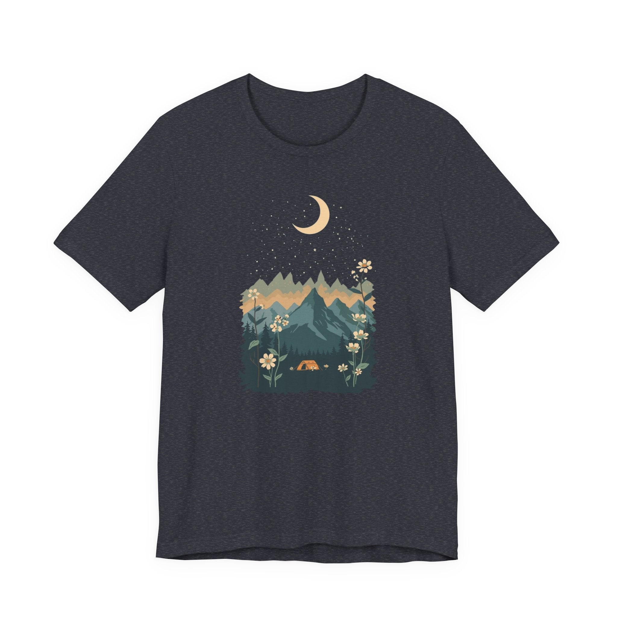Moonlit Mountain Camping Graphic T-Shirt
