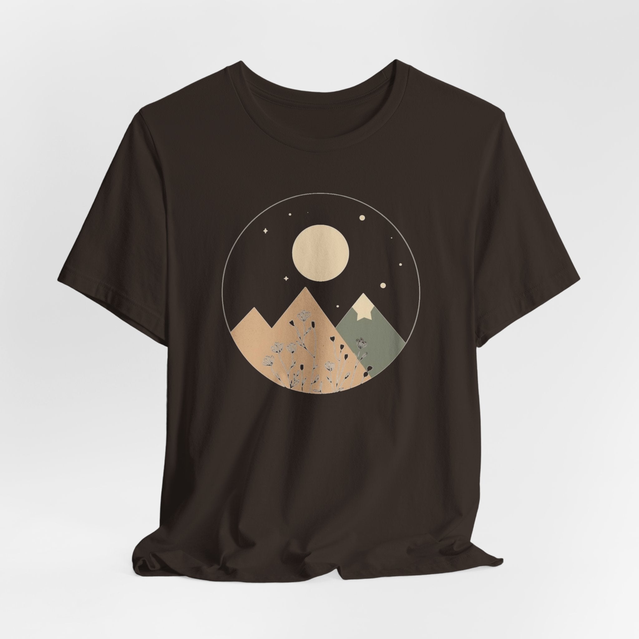 Moonlit Mountain and Flowers T-Shirt