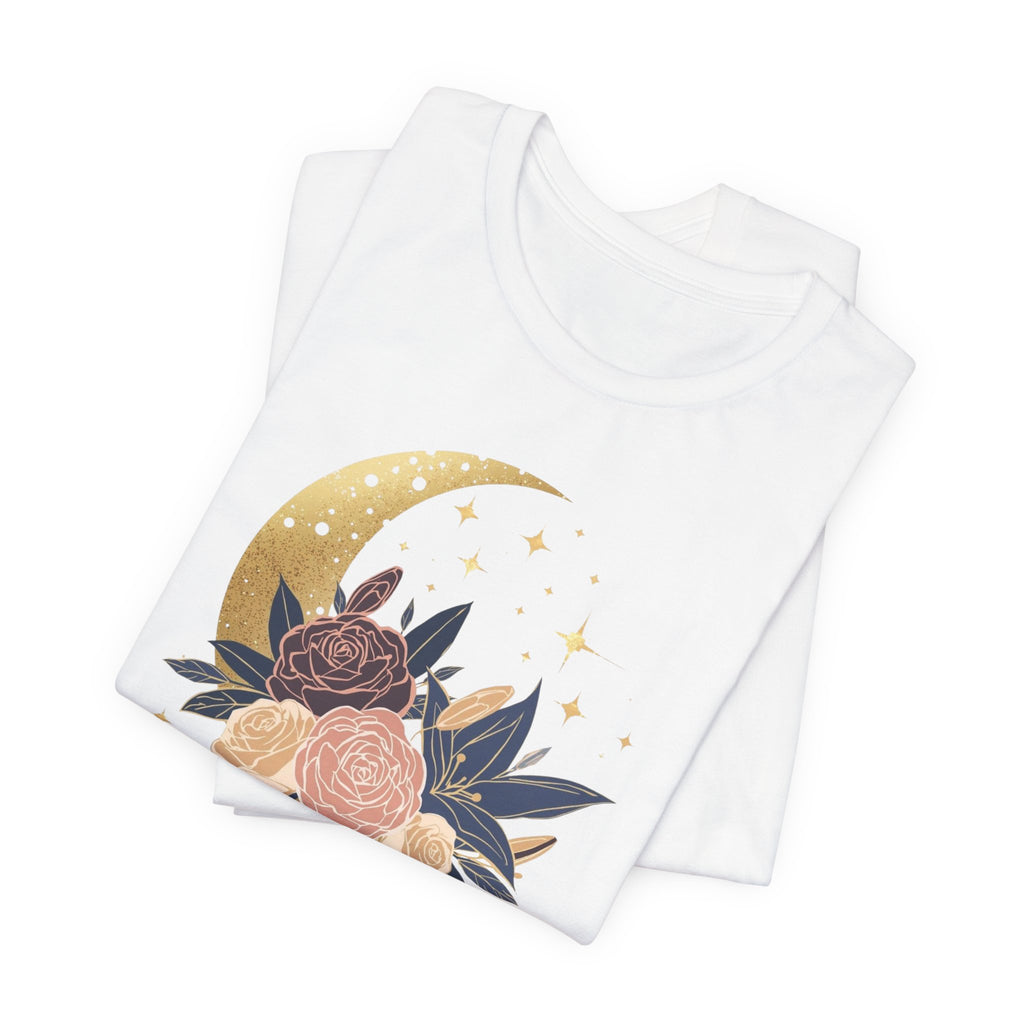 Golden Moon & Roses Celestial Graphic T-Shirt