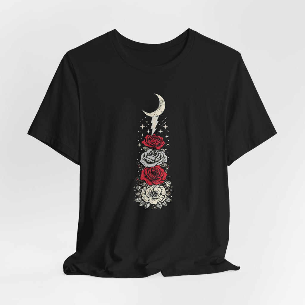 Moon & Lightning Rose Graphic T-Shirt
