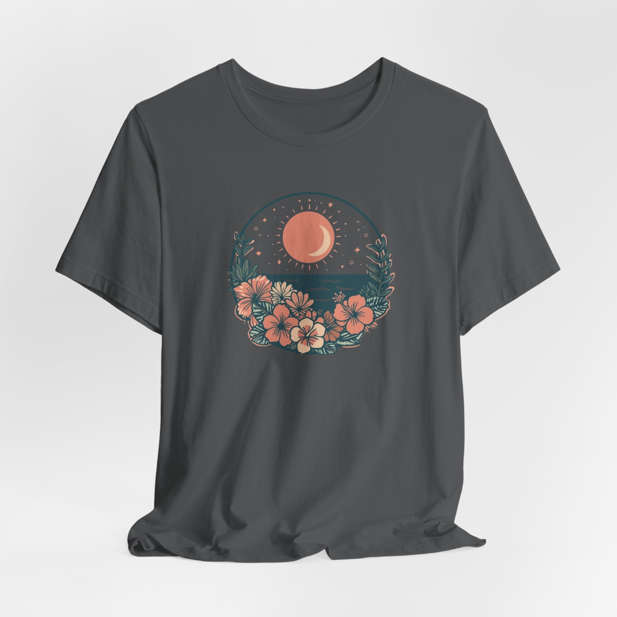 Sunset Ocean Moon Floral T-Shirt