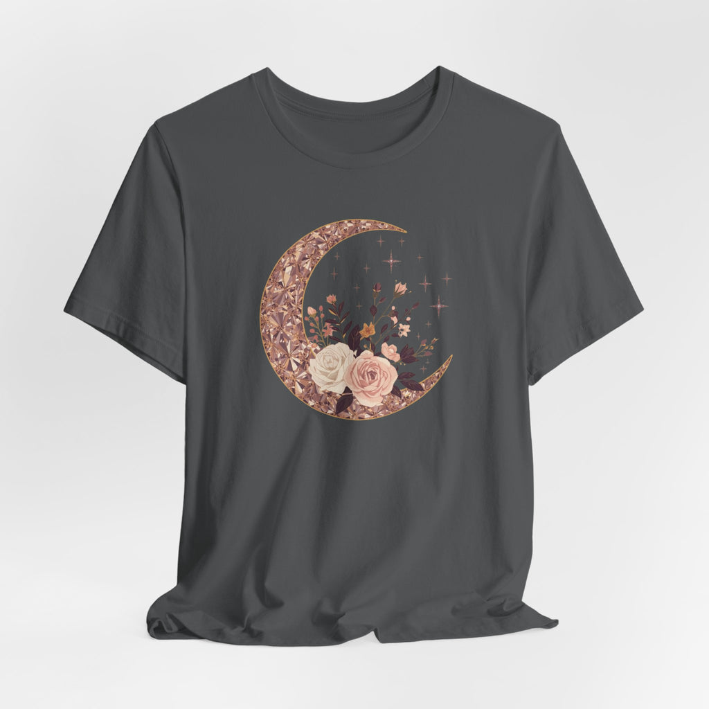 Rose Gold Celestial Moon Floral Graphic T-Shirt