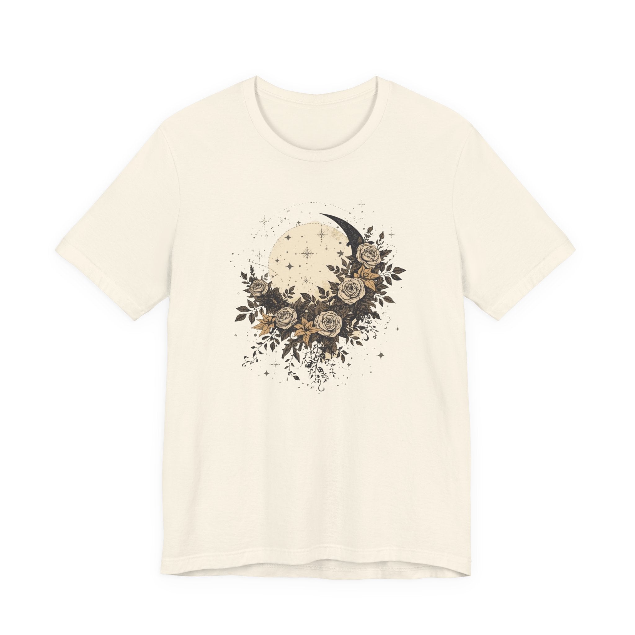 Celestial Moon & Roses Graphic T-Shirt