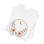 Minimal Celestial Floral Moon Graphic Tee
