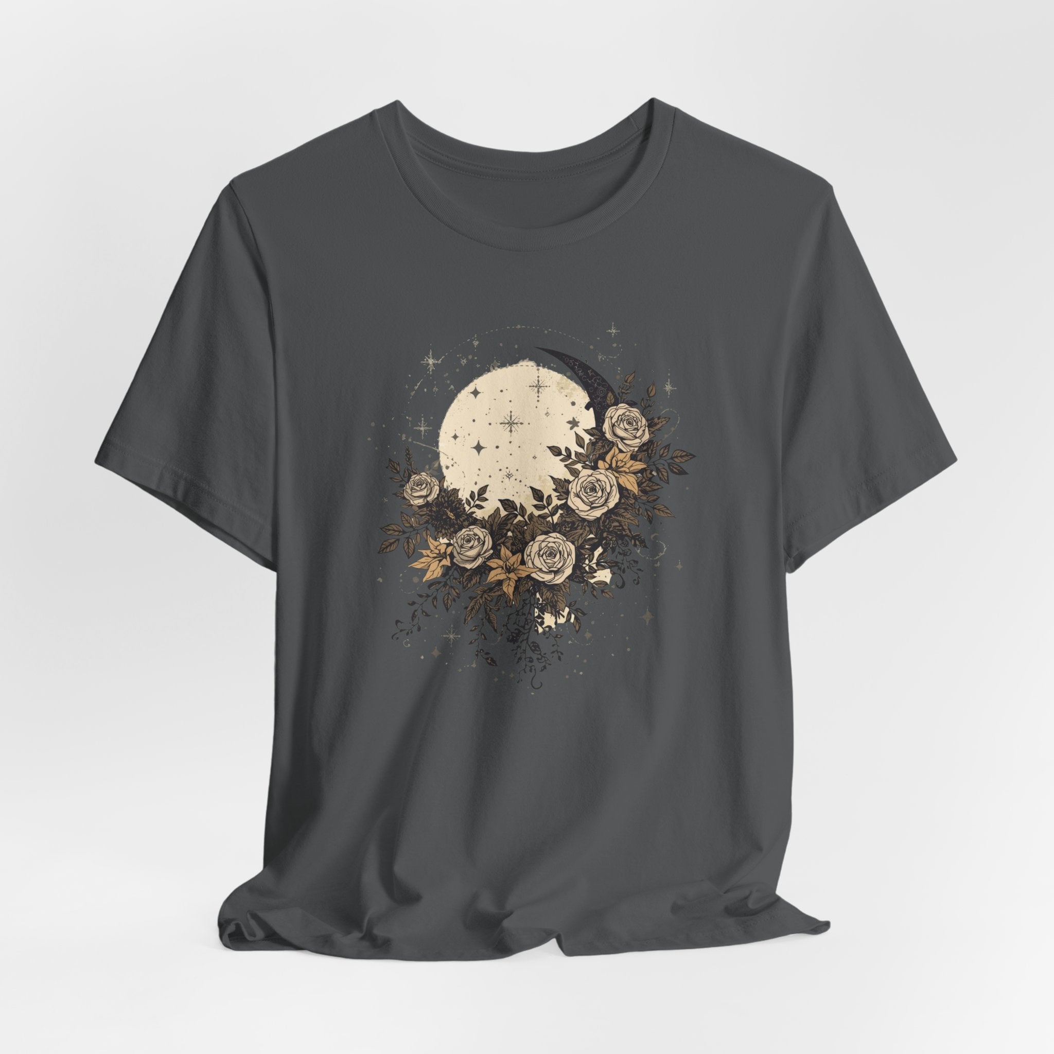 Celestial Moon & Roses Graphic T-Shirt